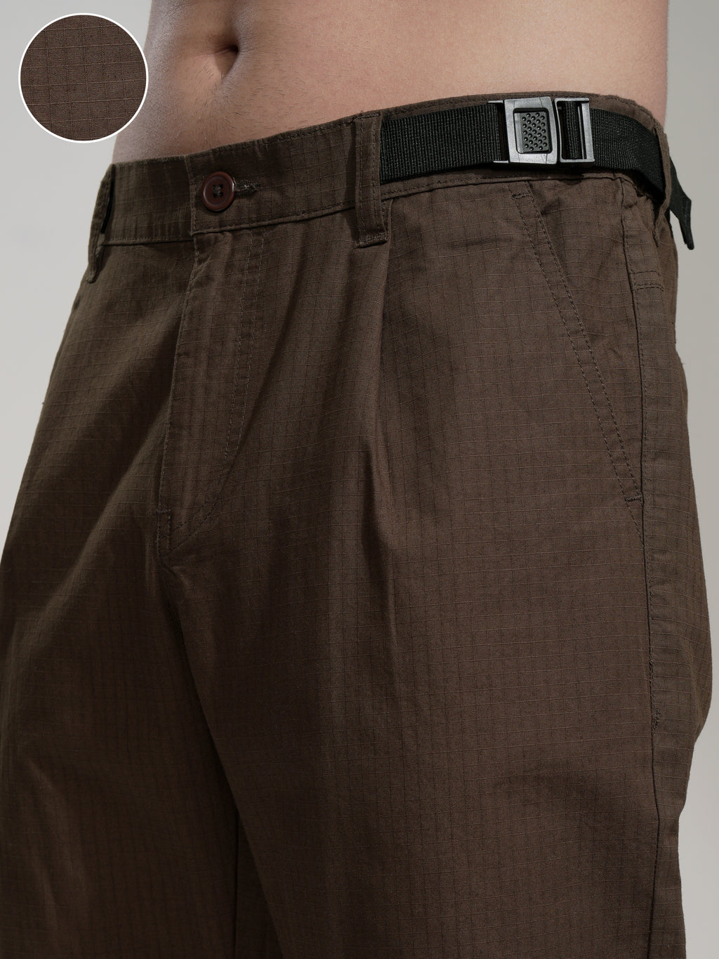 Highlander Men Brown Straight Fit Solid Casual Trouser - Brown - Image 5