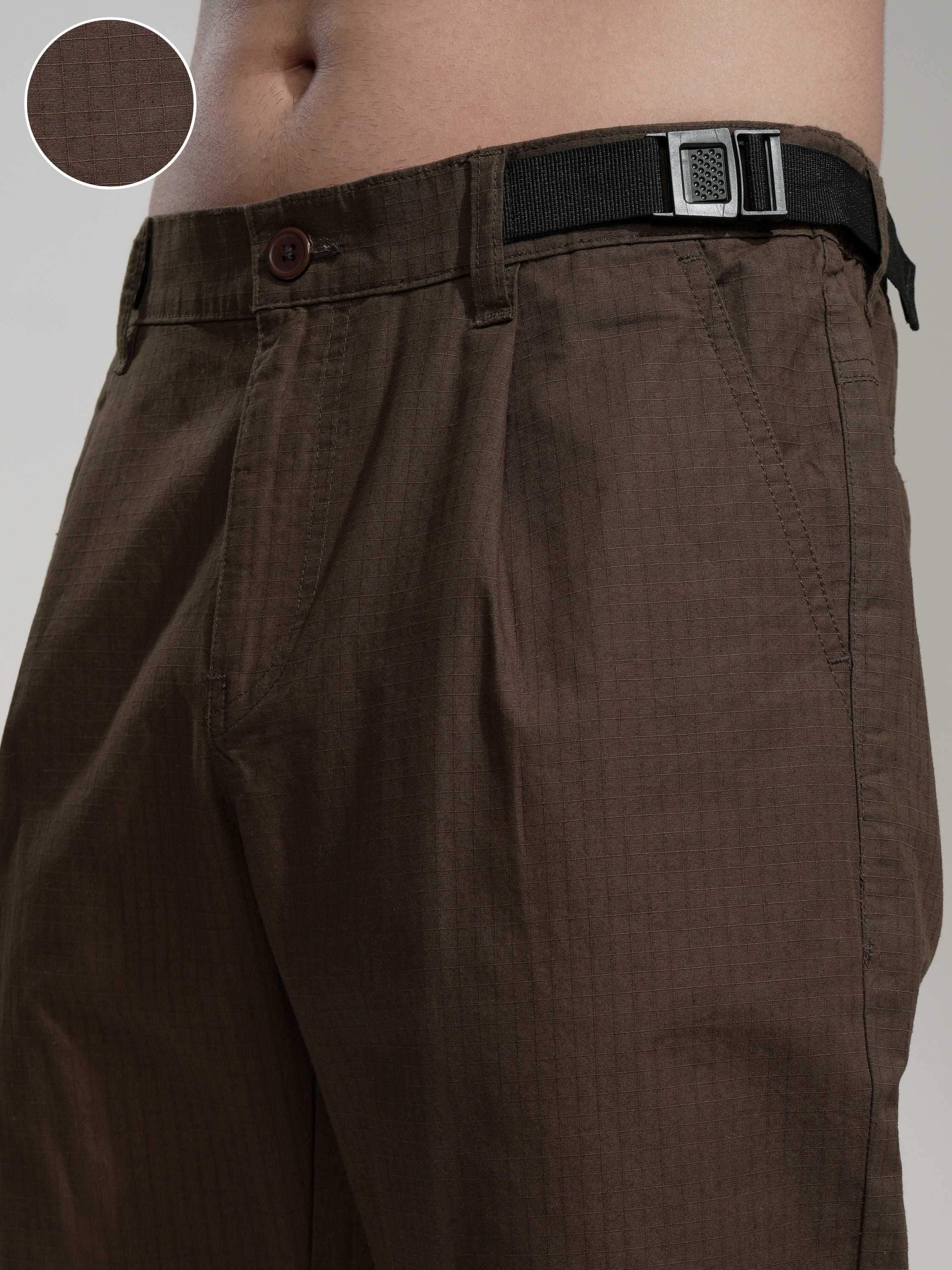 Highlander Men Brown Straight Fit Solid Casual Trouser - Brown - Image 5