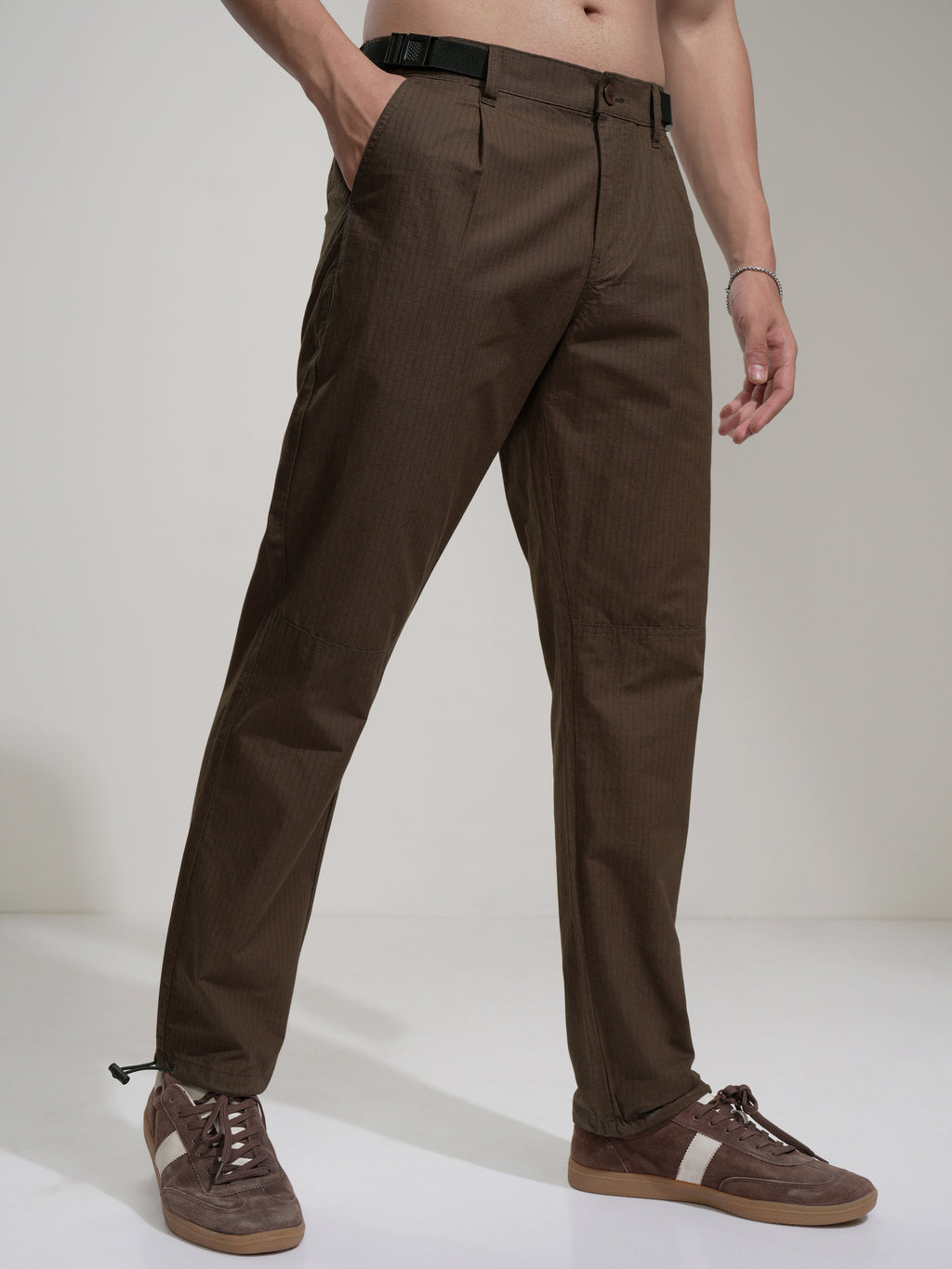 Highlander Men Brown Straight Fit Solid Casual Trouser - Brown - Image 6