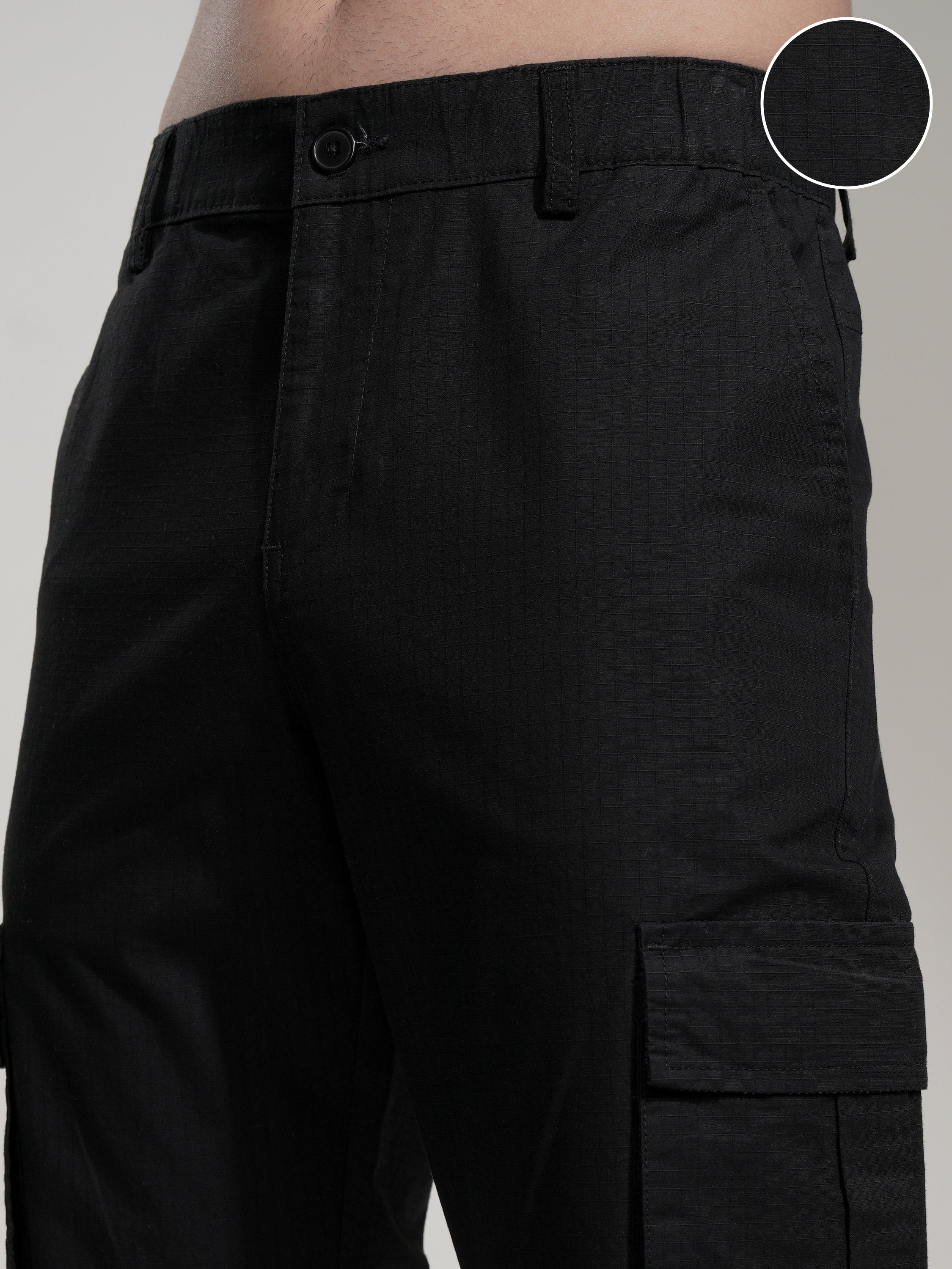 Highlander Men Black Slim Fit Solid Joggers - Black - Image 5