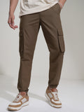 Highlander Men Brown Slim Fit Solid Joggers - Brown - Image 1