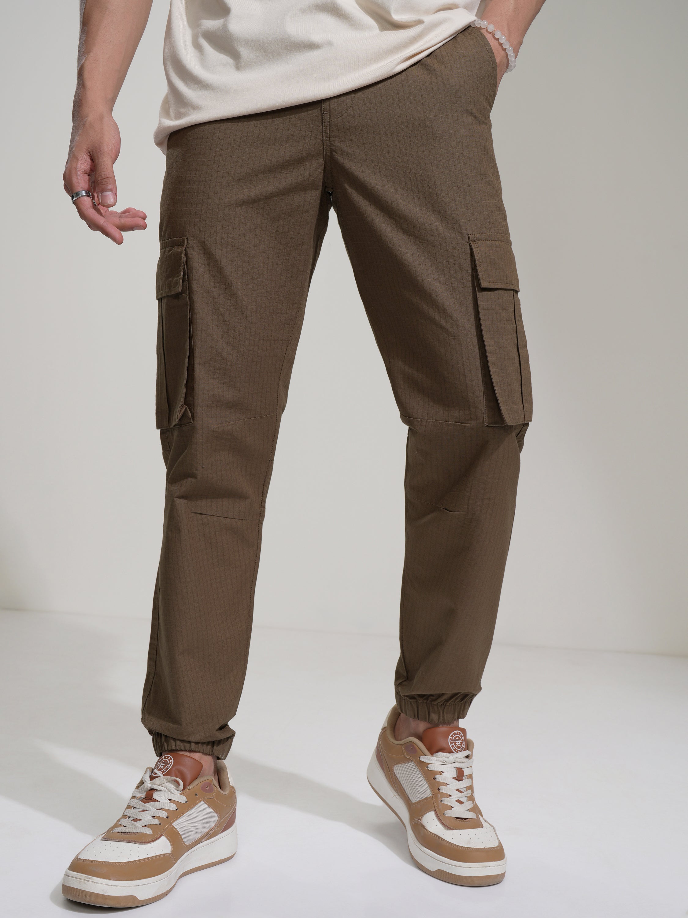 Highlander Men Brown Slim Fit Solid Joggers - Brown - Image 1
