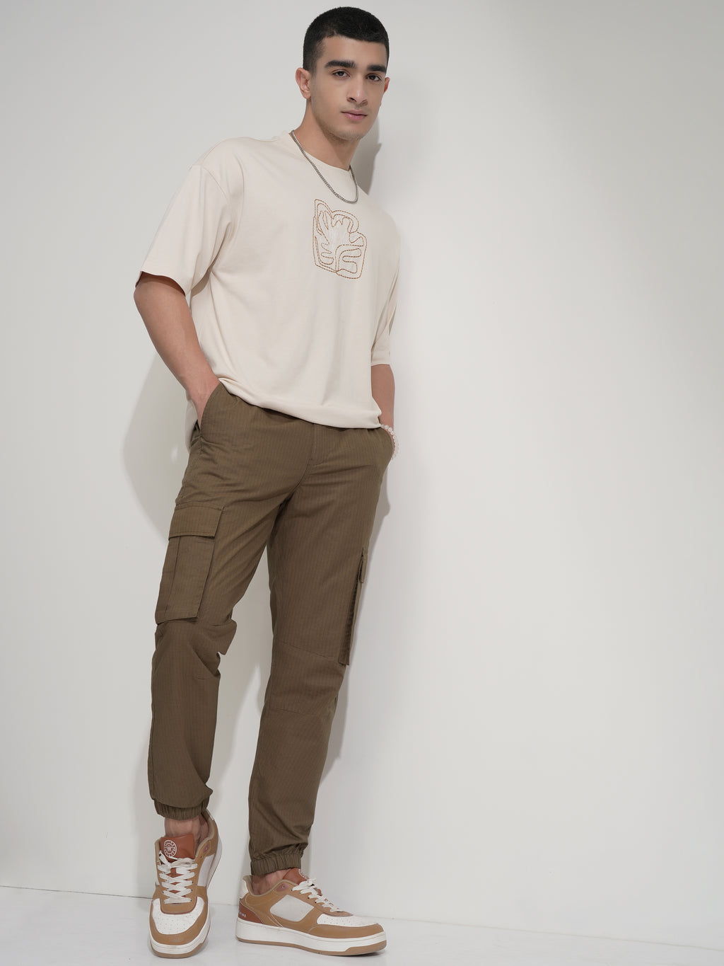 Highlander Men Brown Slim Fit Solid Joggers - Brown - Image 2