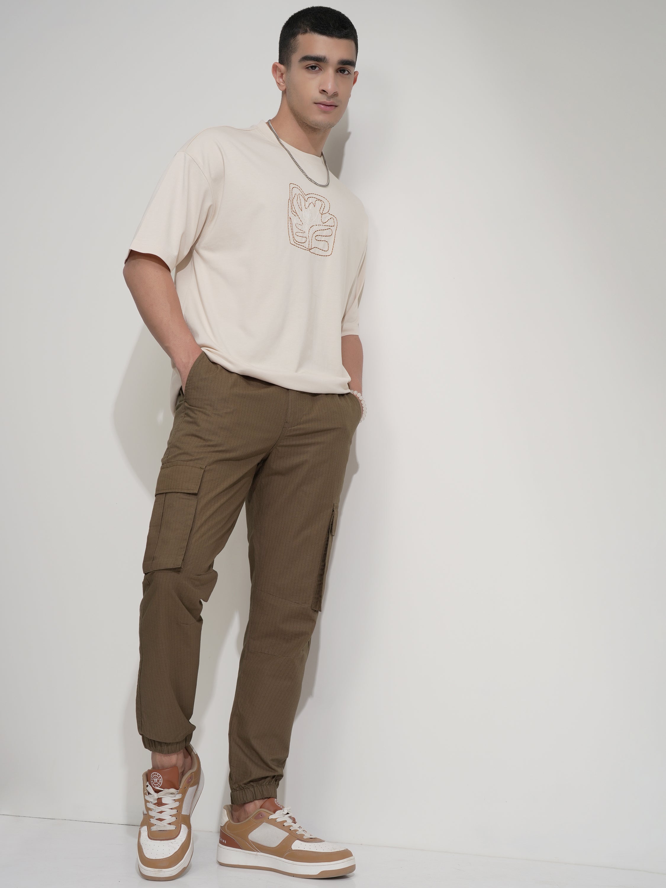 Highlander Men Brown Slim Fit Solid Joggers - Brown - Image 2