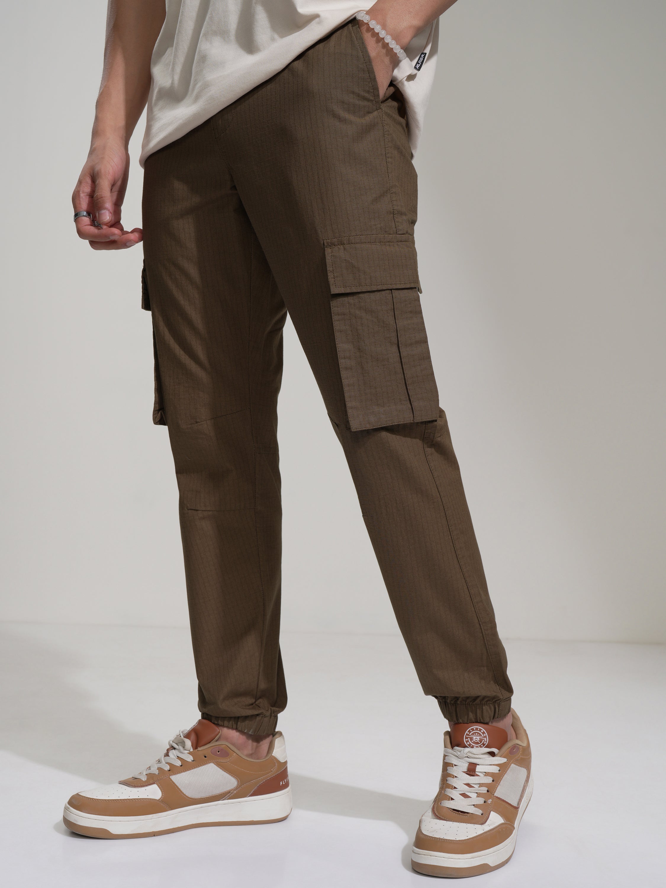 Highlander Men Brown Slim Fit Solid Joggers - Brown - Image 4