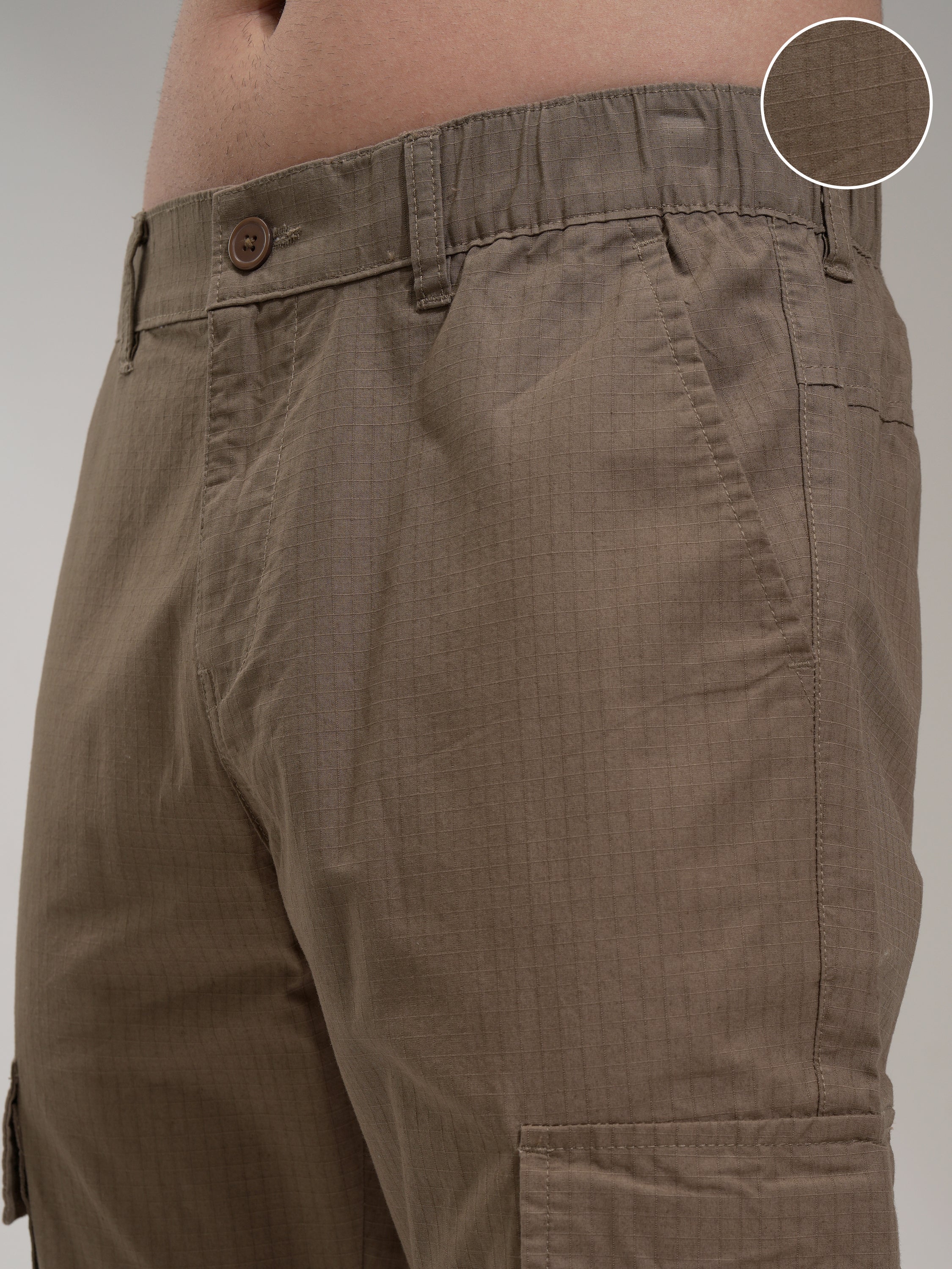 Highlander Men Brown Slim Fit Solid Cargo - Brown - Image 5