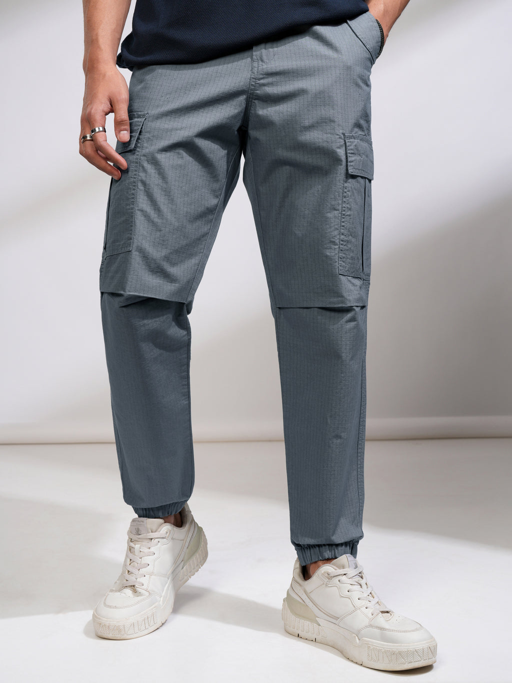Highlander Men Blue Relaxed Fit Solid Joggers - Blue - Image 1