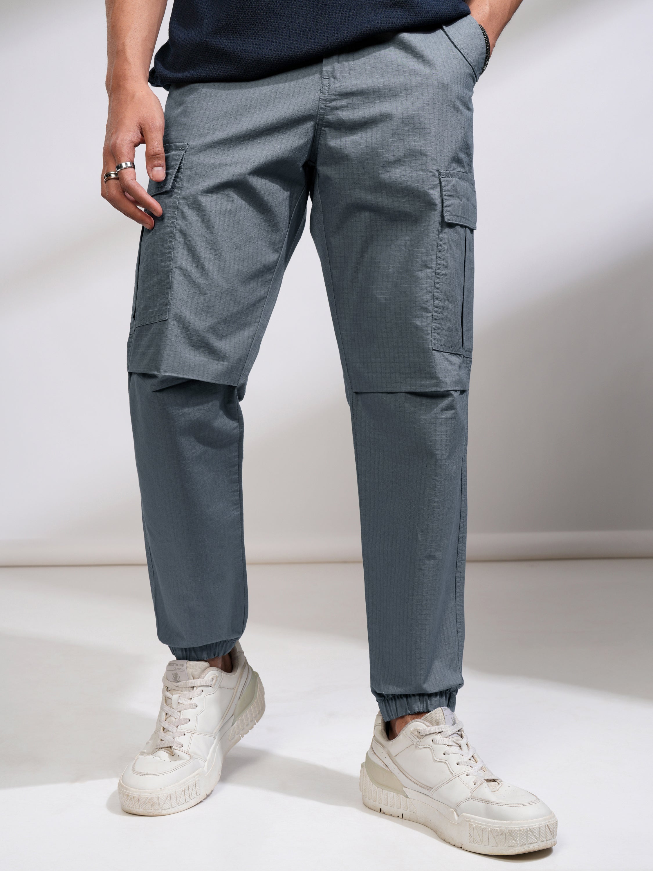 Highlander Men Blue Relaxed Fit Solid Joggers - Blue - Image 1