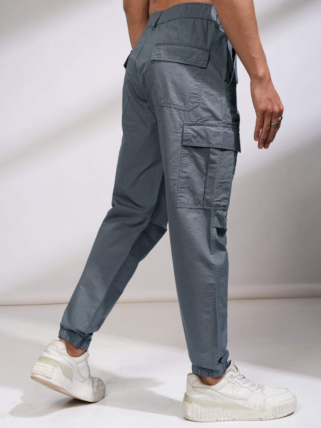 Highlander Men Blue Relaxed Fit Solid Joggers - Blue - Image 3