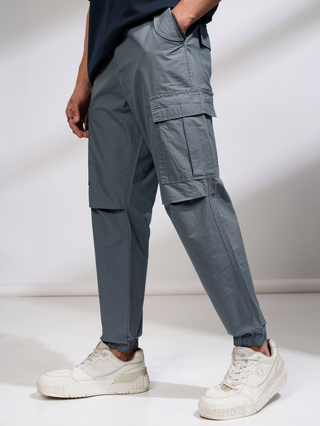 Highlander Men Blue Relaxed Fit Solid Joggers - Blue - Image 4