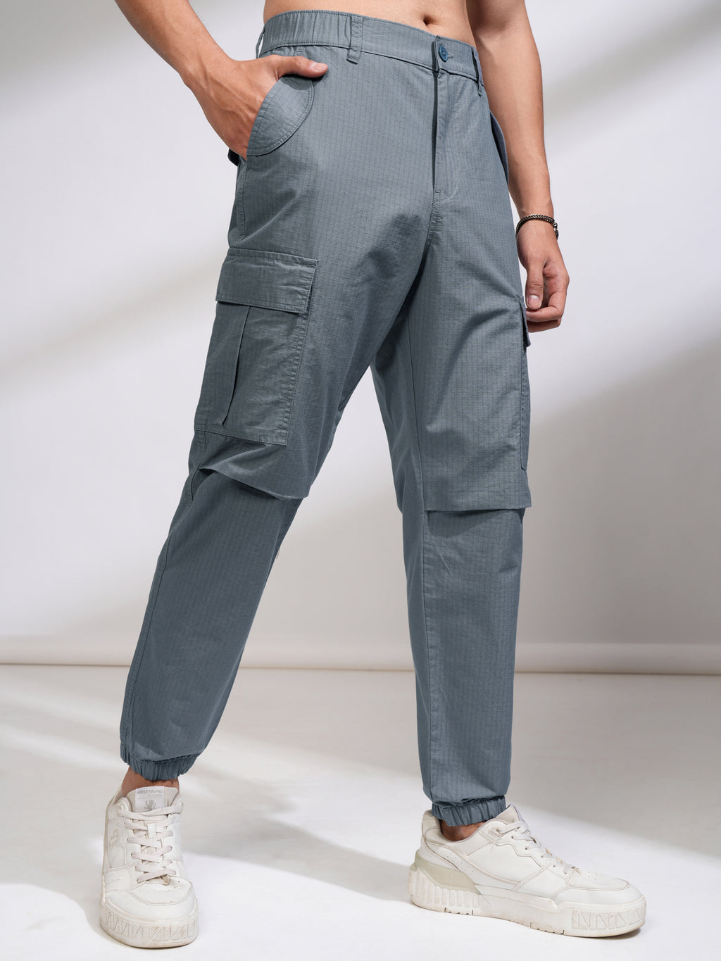 Highlander Men Blue Relaxed Fit Solid Joggers - Blue - Image 6