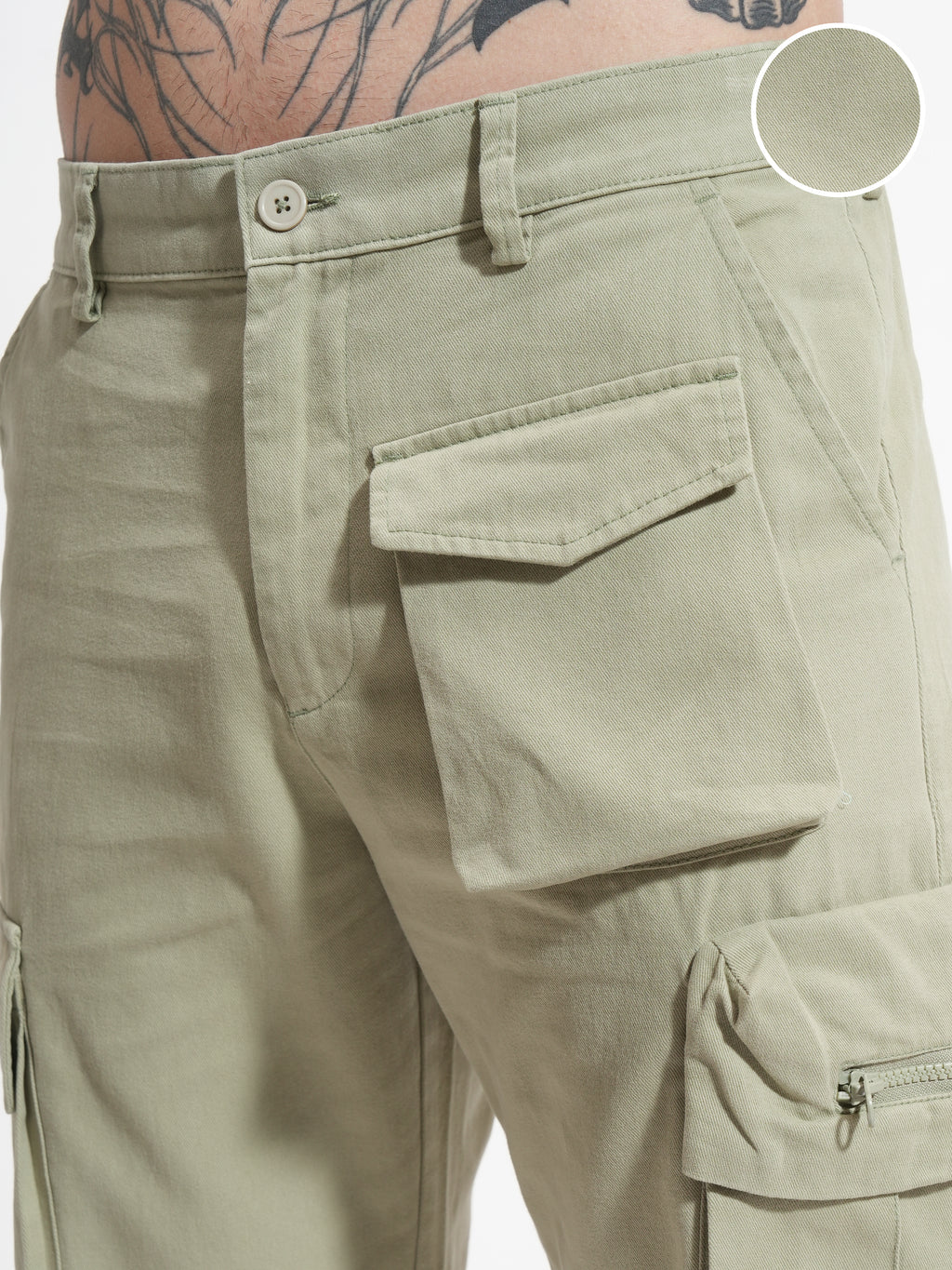 Highlander Men Beige Relaxed Fit Solid Cargos - Beige - Image 5