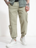 Highlander Men Beige Straight Fit Solid Cargos - Beige - Image 1