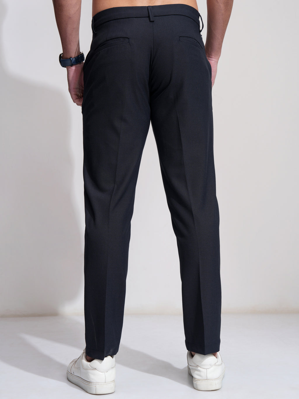 Highlander Men Navy Blue Slim Fit Solid Casual Trouser - Navy Blue - Image 3