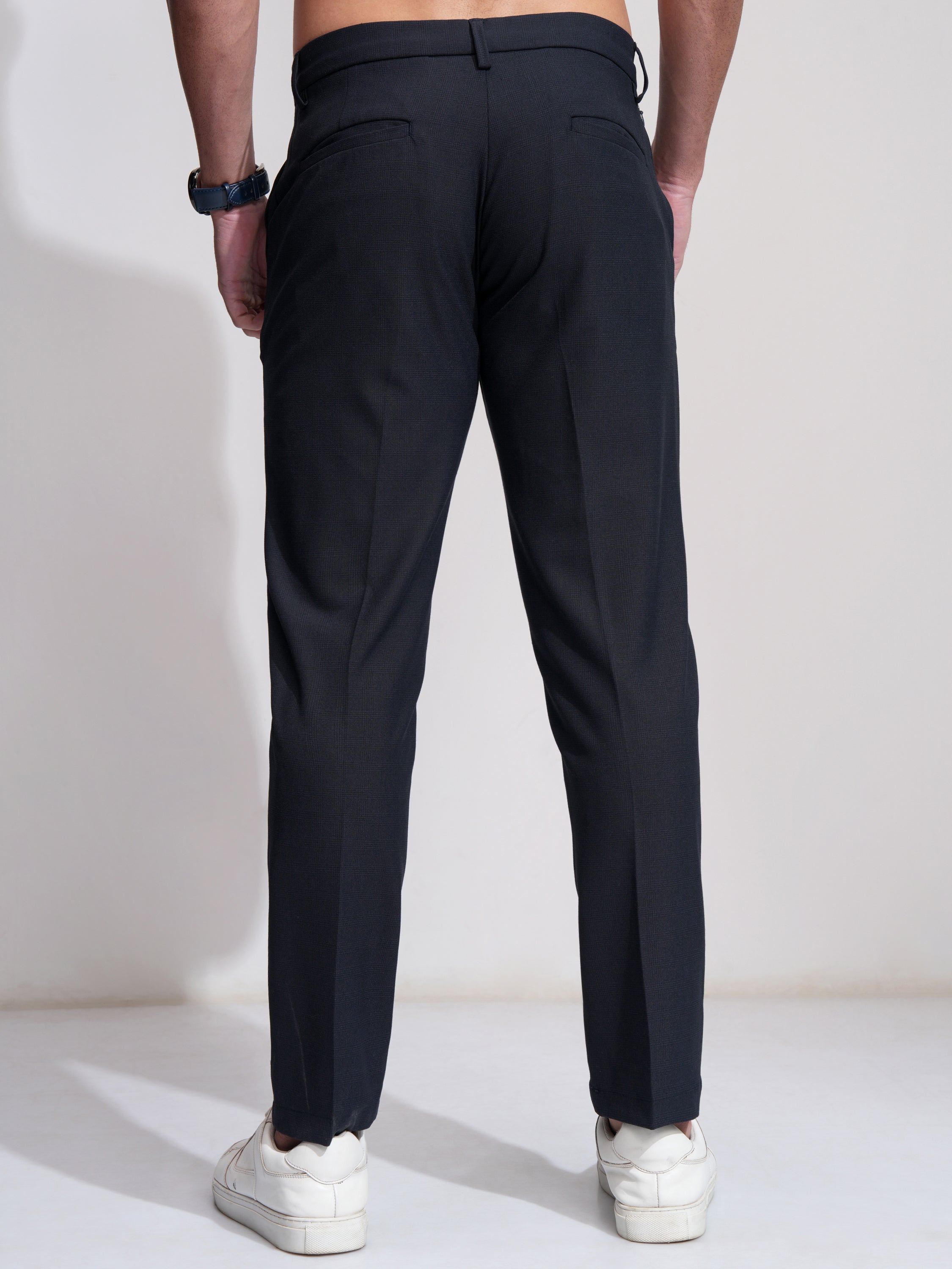 Highlander Men Navy Blue Slim Fit Solid Casual Trouser - Navy Blue - Image 3