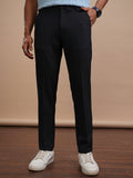 Highlander Men Navy Blue Slim Fit Solid Casual Trouser - Navy Blue - Image 1