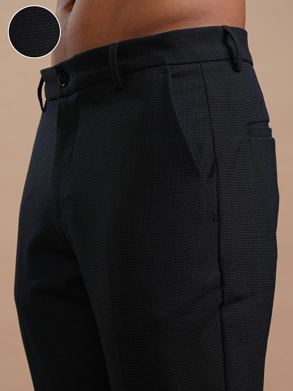 Highlander Men Navy Blue Slim Fit Solid Casual Trouser - Navy Blue - Image 5
