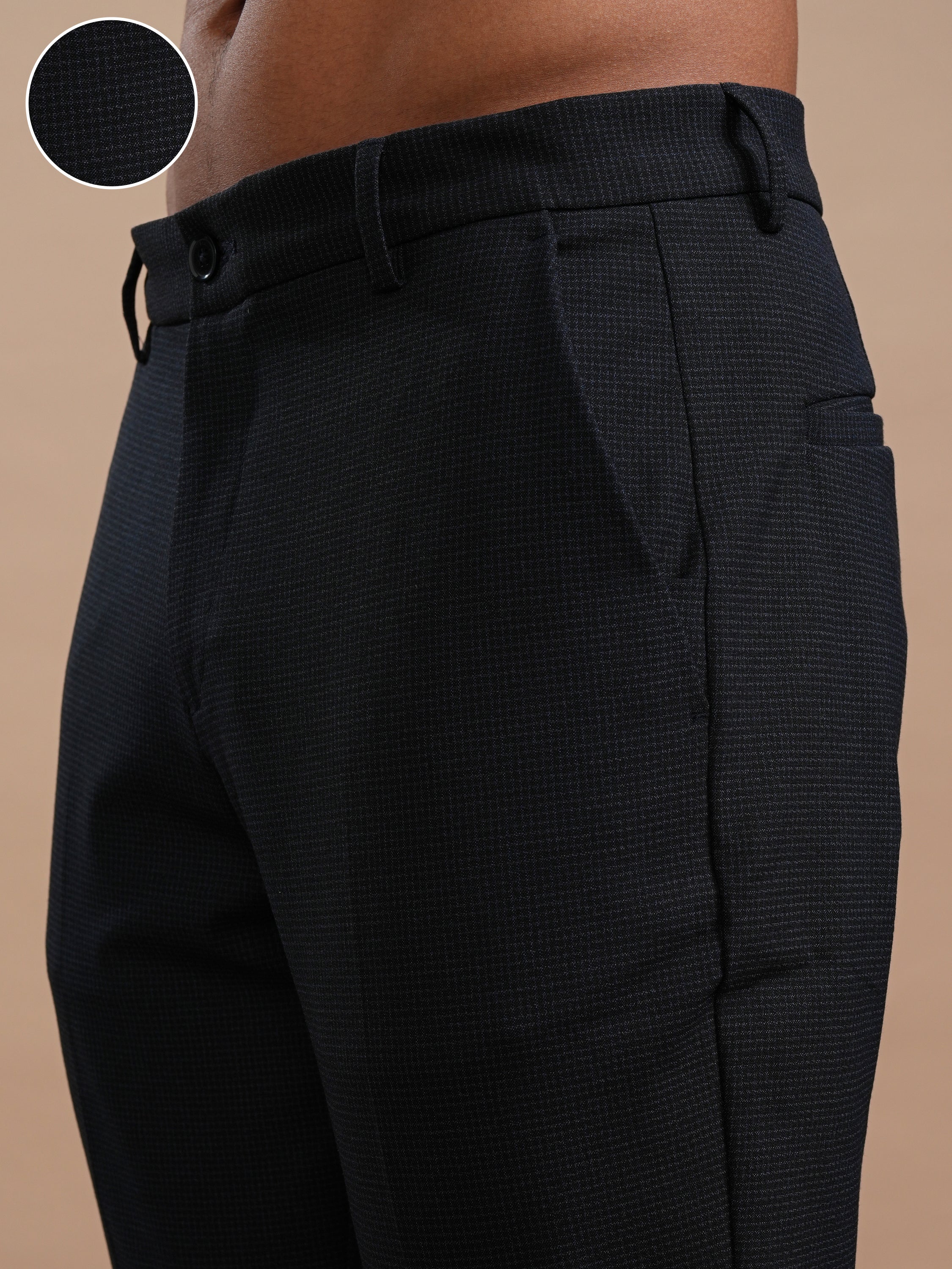 Highlander Men Navy Blue Slim Fit Solid Casual Trouser - Navy Blue - Image 5