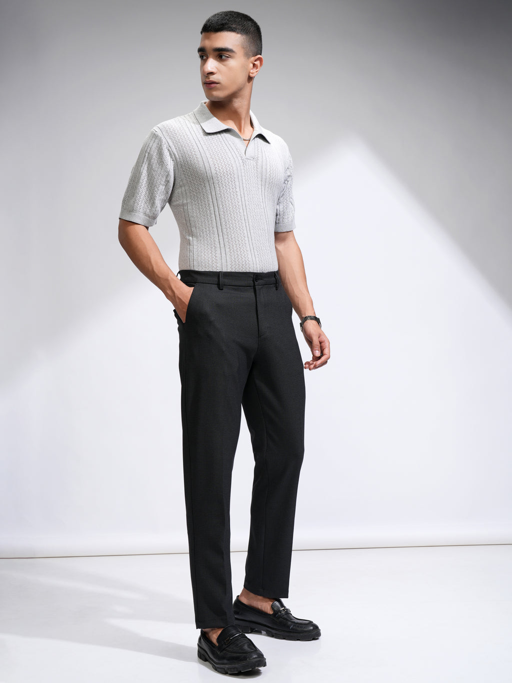 Highlander Men Black Slim Fit Solid Casual Trouser - Black - Image 2