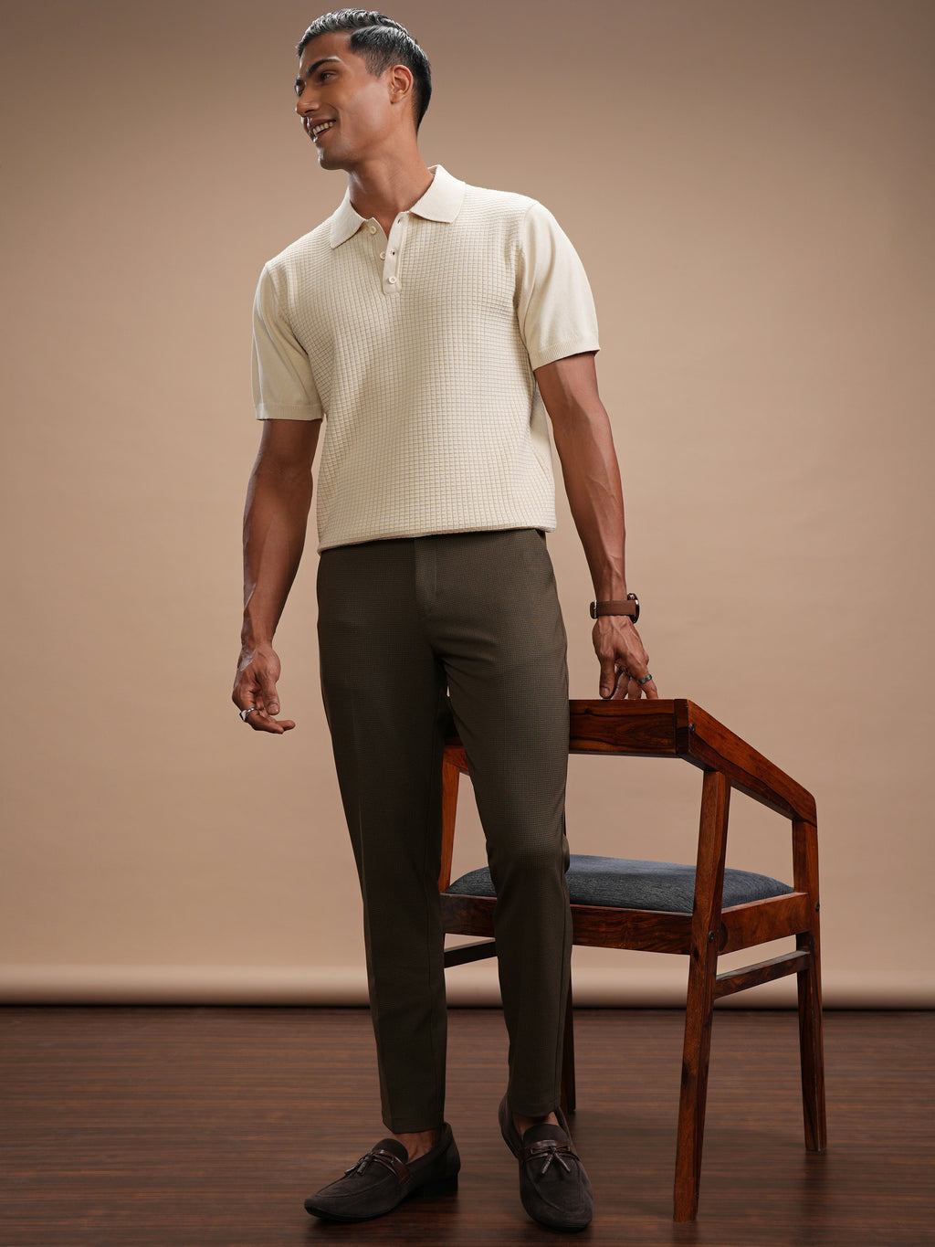 Highlander Men Brown Slim Fit Solid Casual Trouser - Brown - Image 2