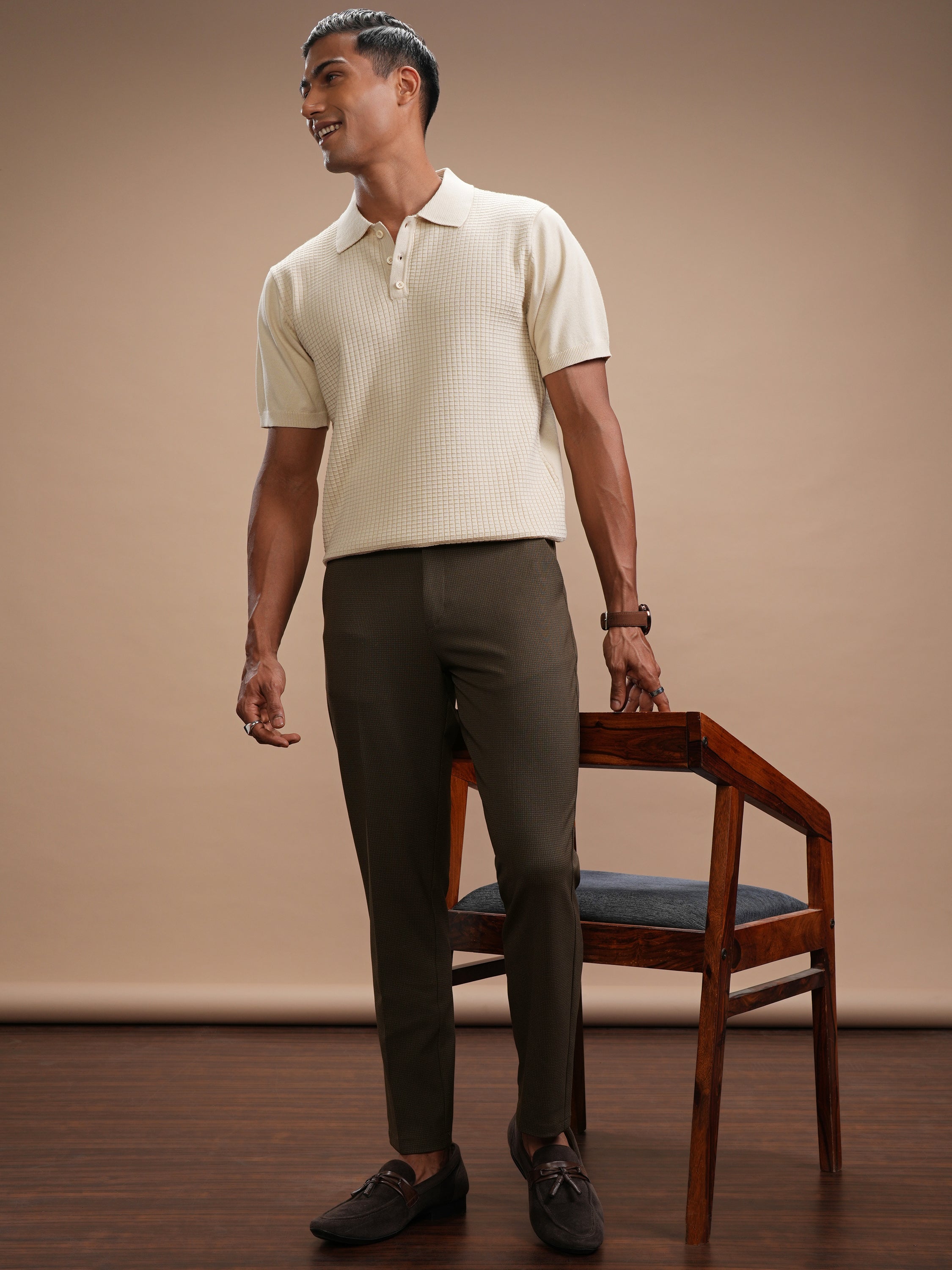 Highlander Men Brown Slim Fit Solid Casual Trouser - Brown - Image 2