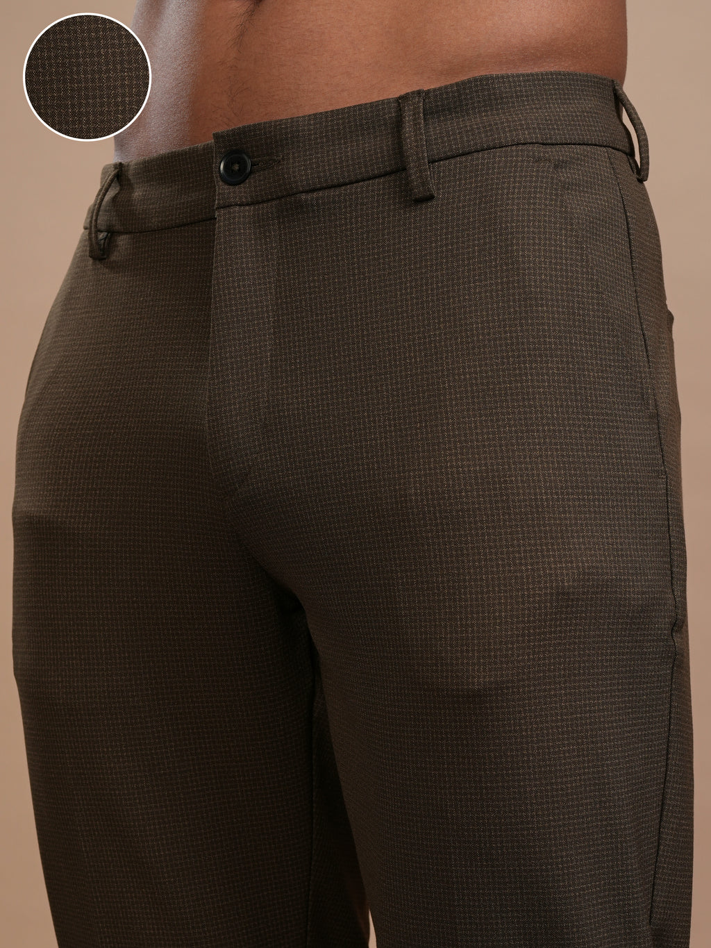 Highlander Men Brown Slim Fit Solid Casual Trouser - Brown - Image 5