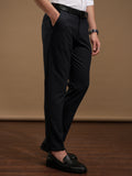 Highlander Men Navy Blue Slim Fit Solid Casual Trouser - Navy Blue - Image 1