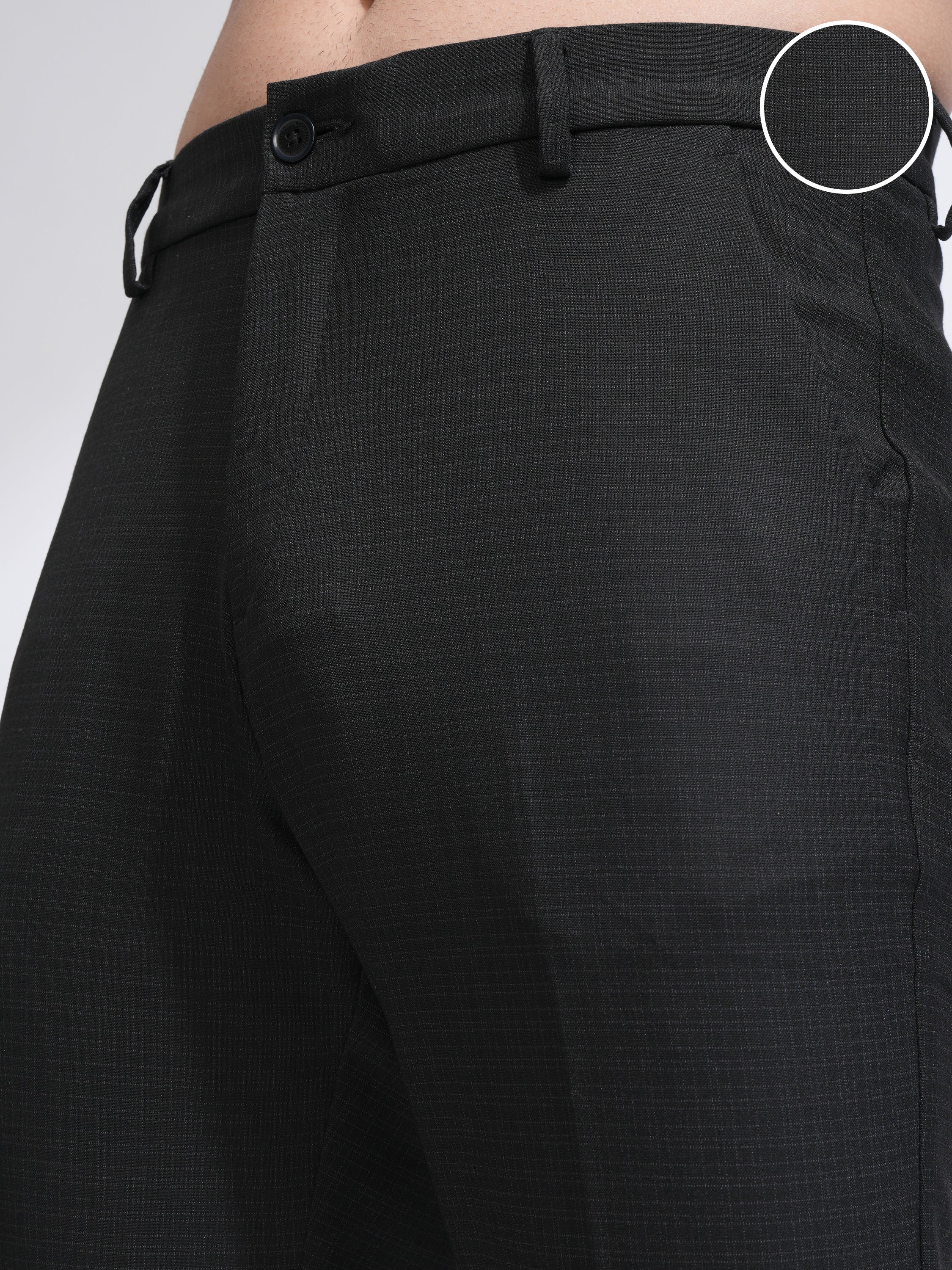 Highlander Men Black Slim Fit Solid Casual Trouser - Black - Image 5