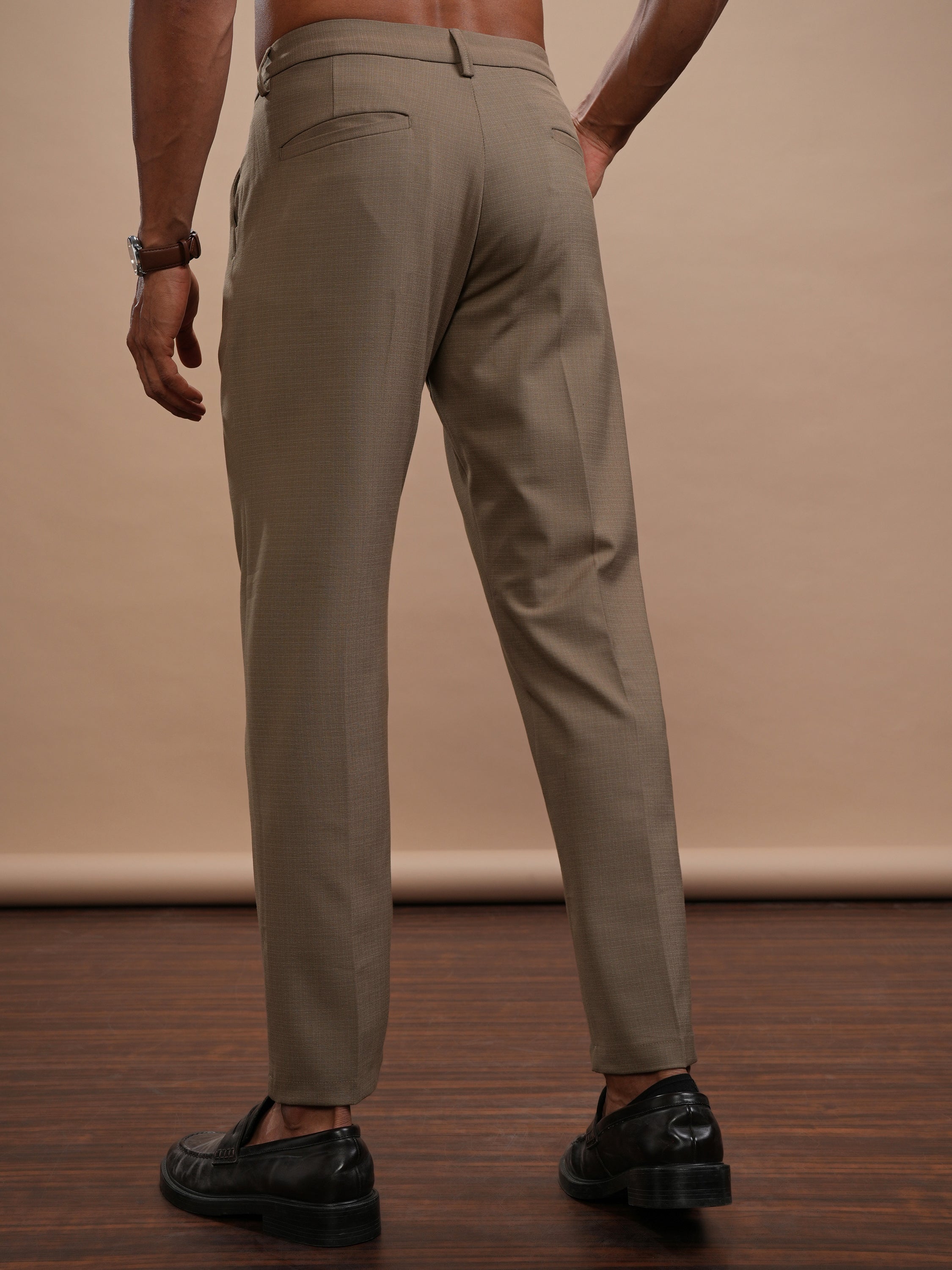 Highlander Men Khaki Slim Fit Solid Casual Trouser - Khaki - Image 3