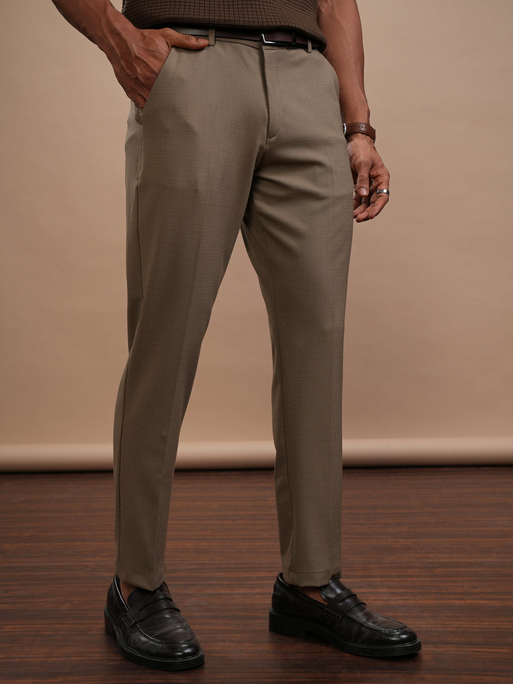 Highlander Men Khaki Slim Fit Solid Casual Trouser - Khaki - Image 6