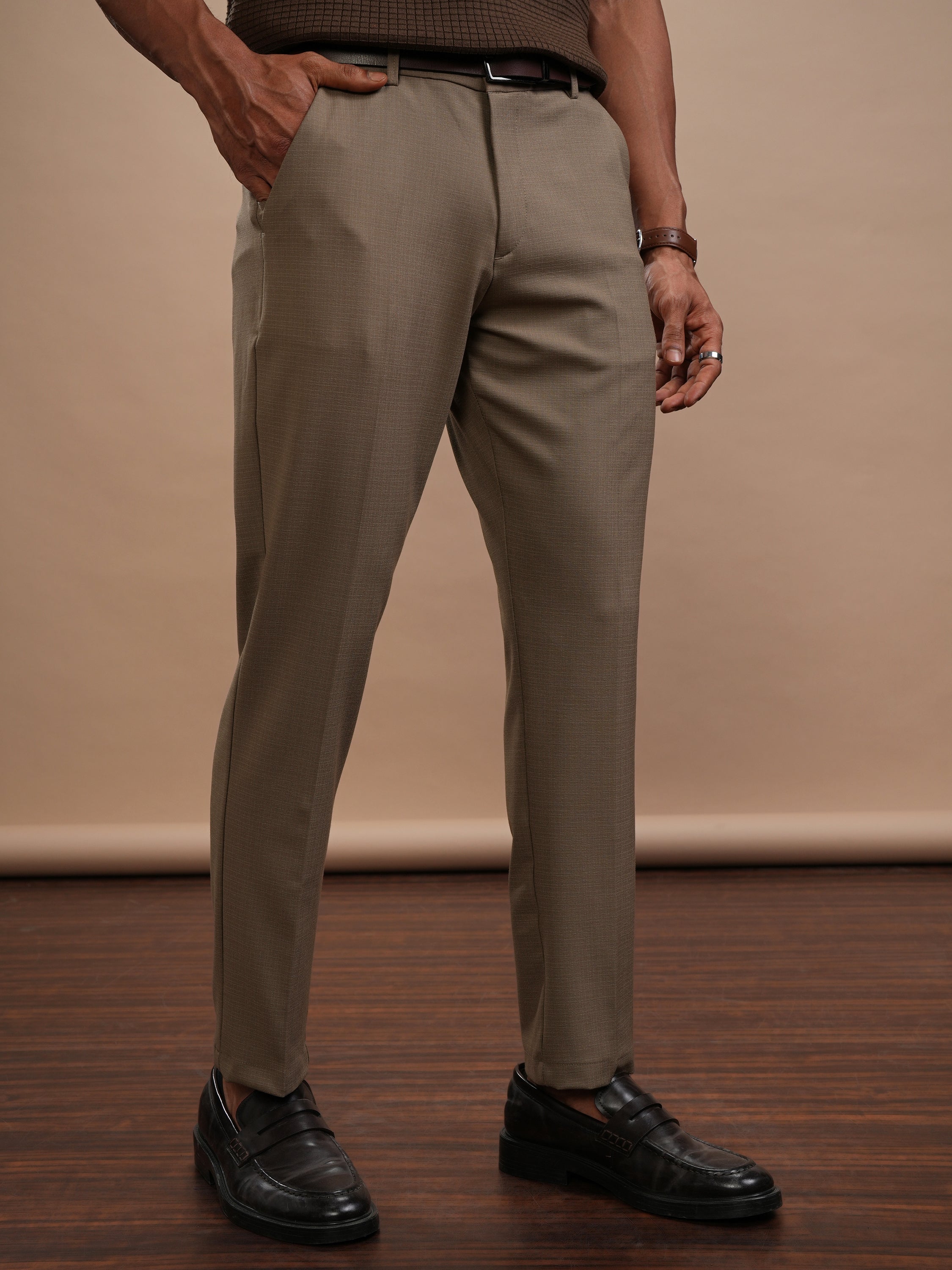 Highlander Men Khaki Slim Fit Solid Casual Trouser - Khaki - Image 6