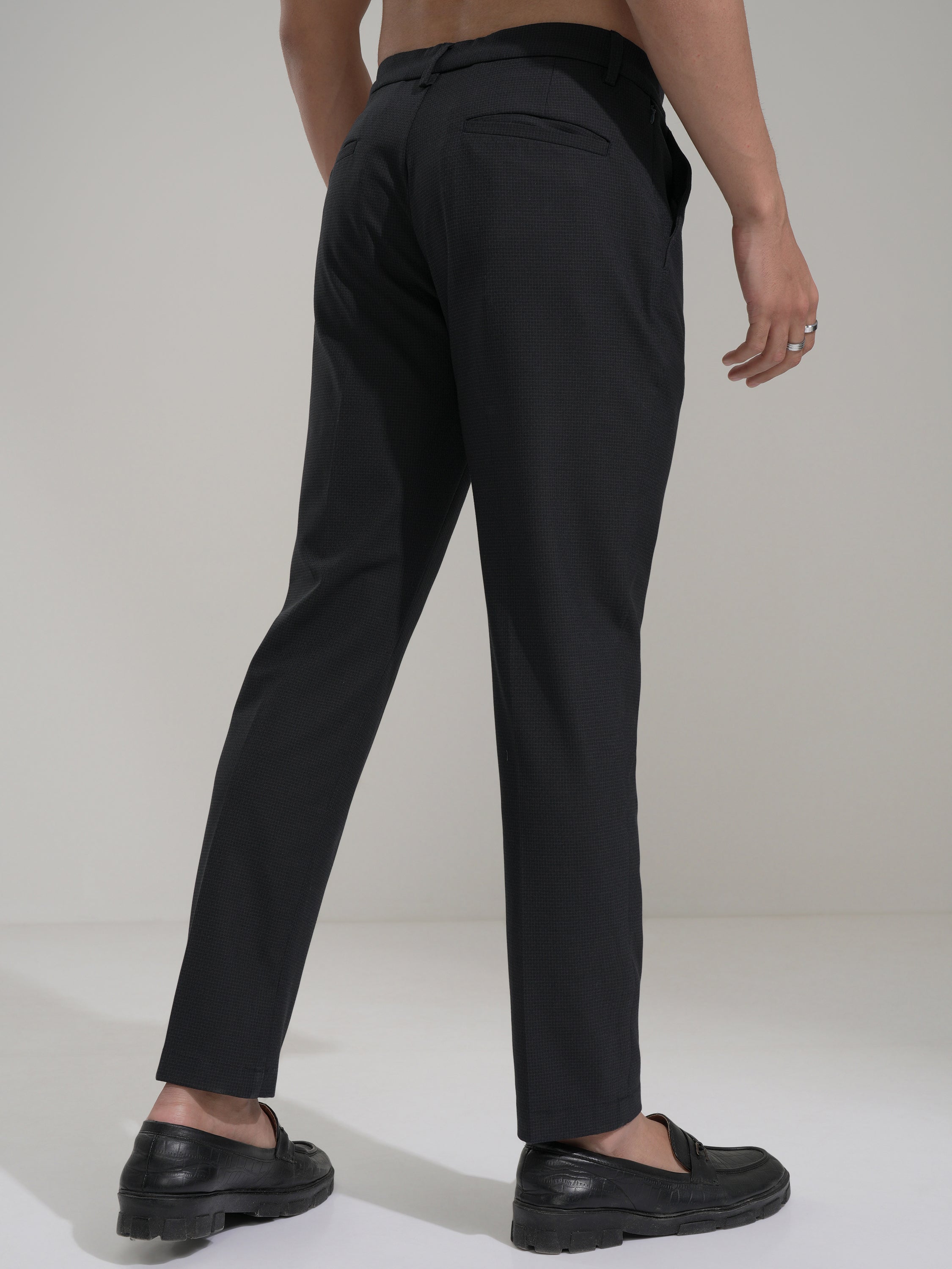 Highlander Men Navy Blue Slim Fit Solid Casual Trouser - Navy Blue - Image 3