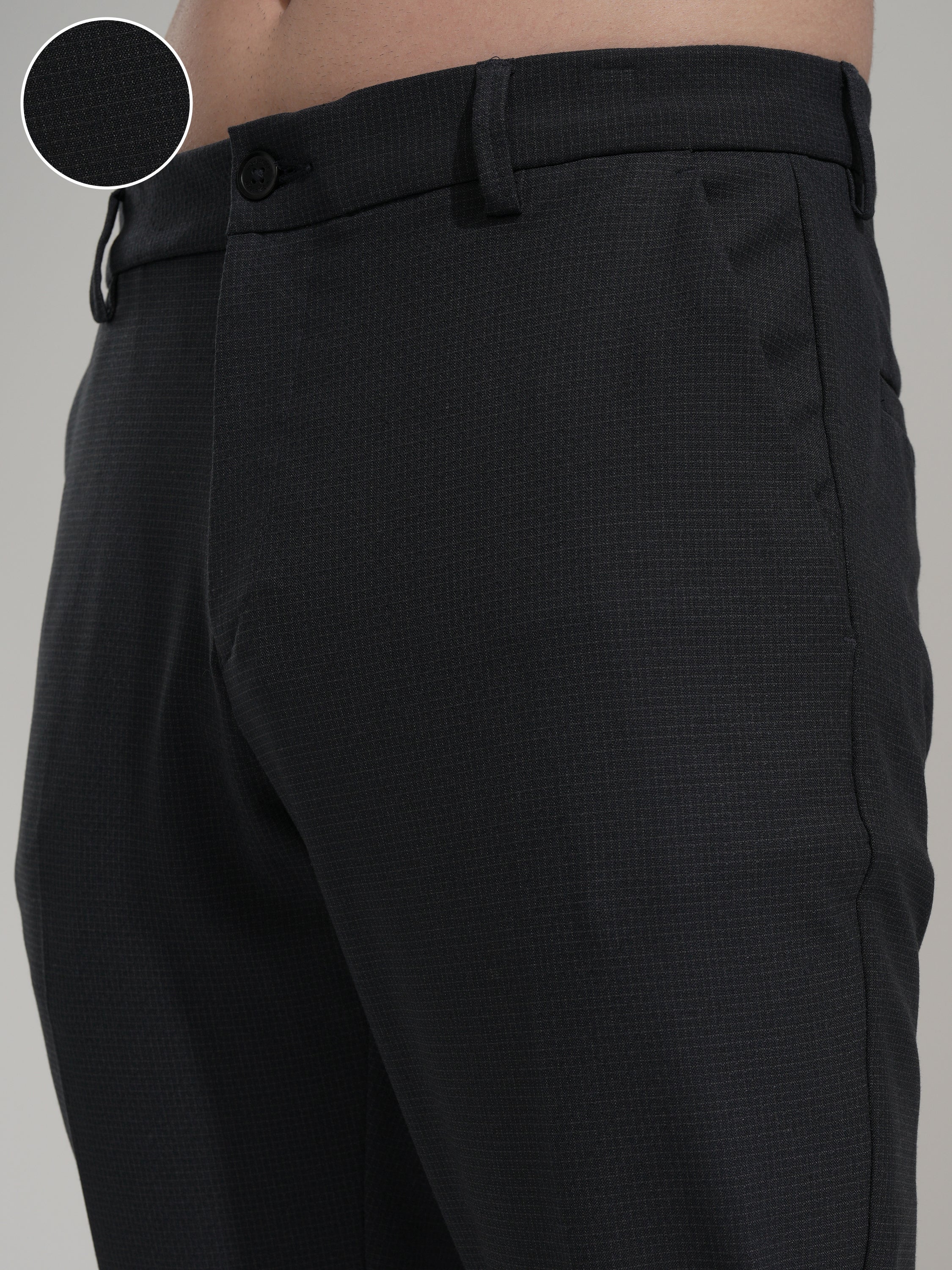Highlander Men Navy Blue Slim Fit Solid Casual Trouser - Navy Blue - Image 5