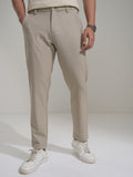 Highlander Men Beige Slim Fit Checked Casual Trouser - Beige - Image 1