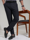 Highlander Men Navy Blue Slim Fit Solid Casual Trouser - Navy Blue - Image 1