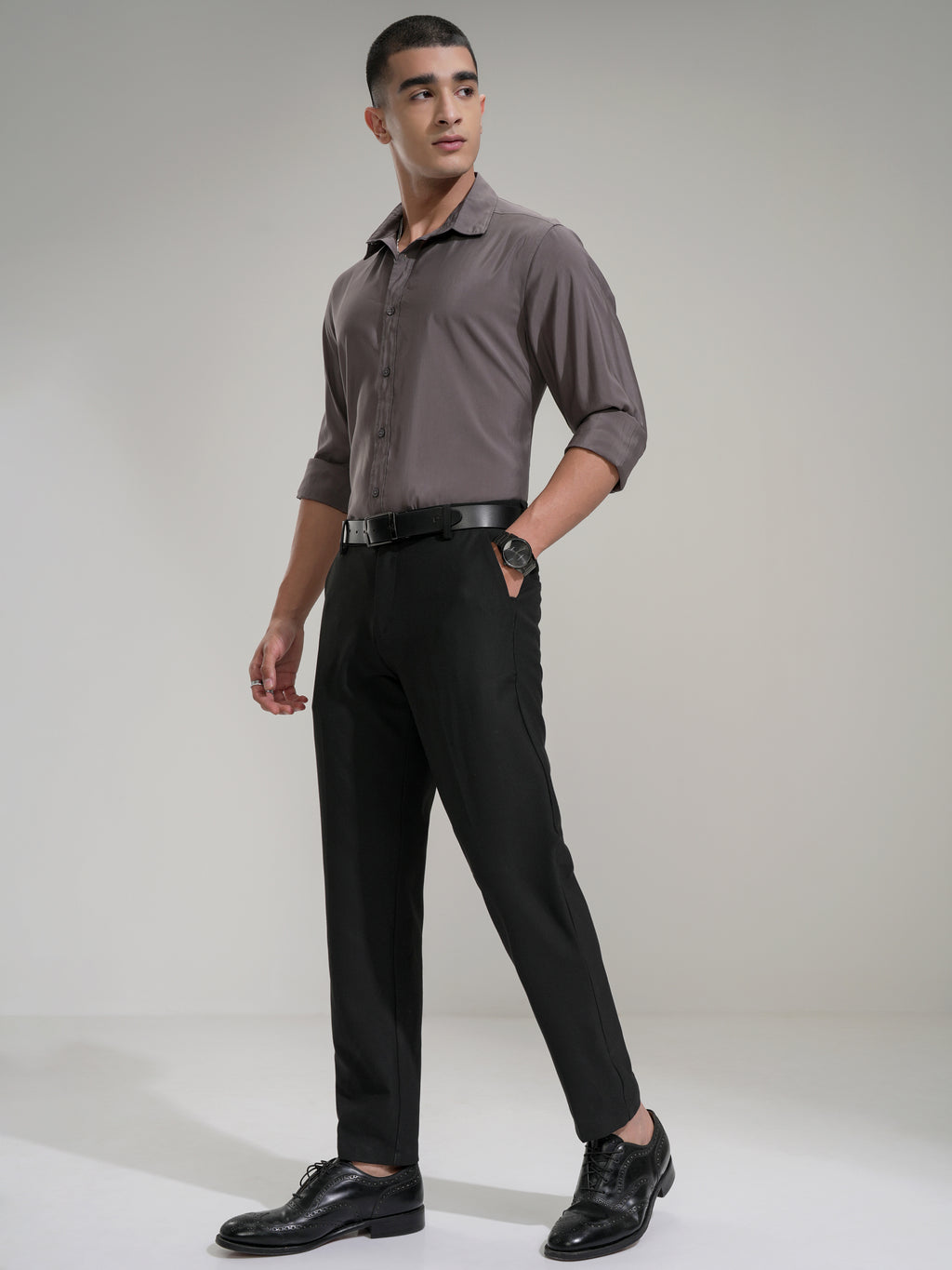 Highlander Men Black Slim Fit Solid Casual Trouser - Black - Image 2