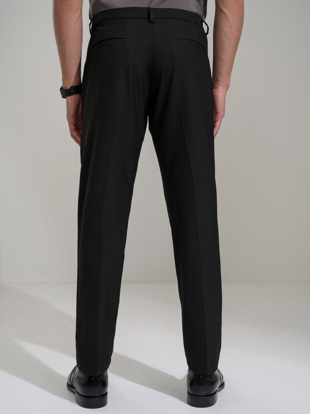Highlander Men Black Slim Fit Solid Casual Trouser - Black - Image 3