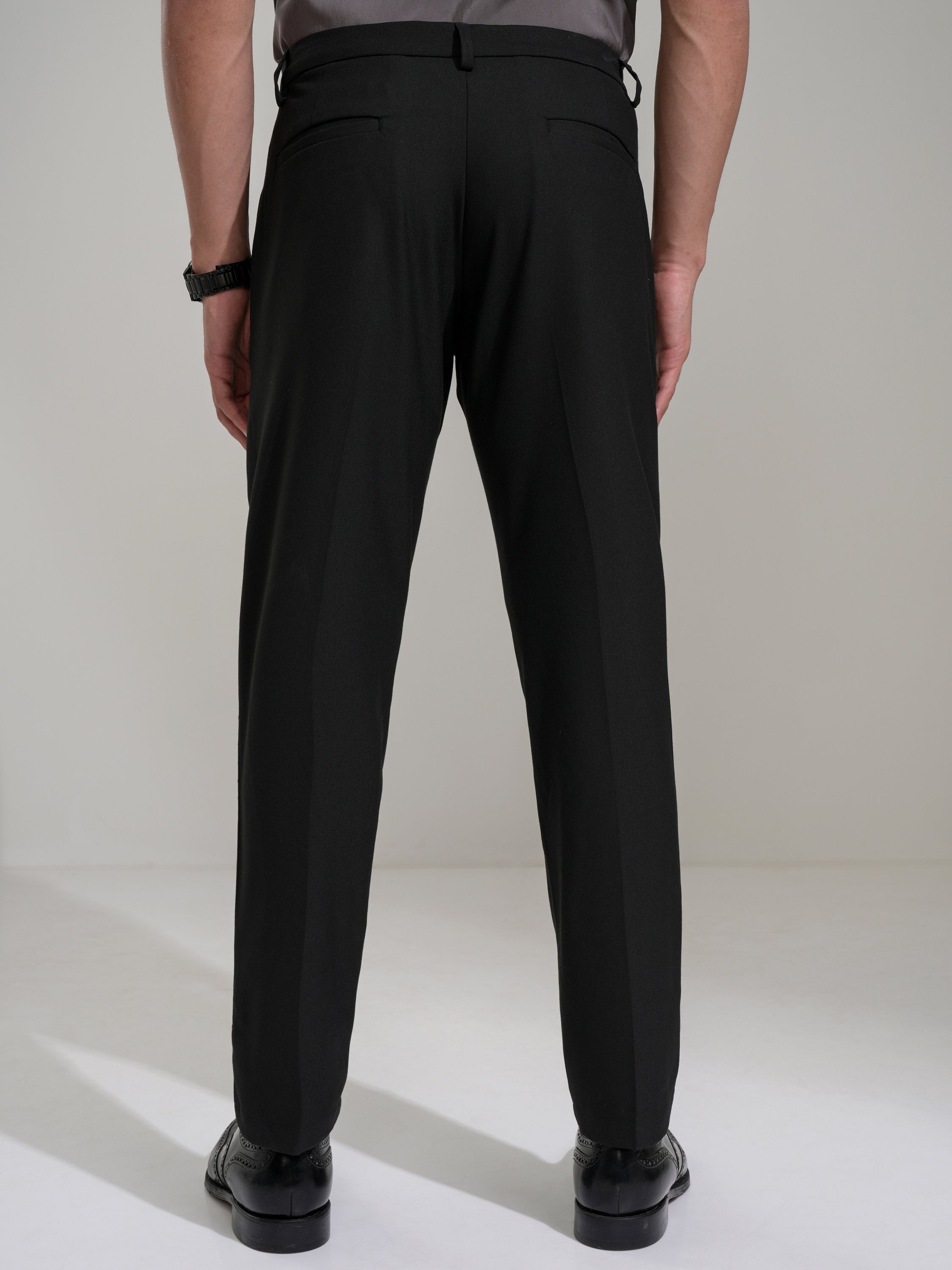 Highlander Men Black Slim Fit Solid Casual Trouser - Black - Image 3