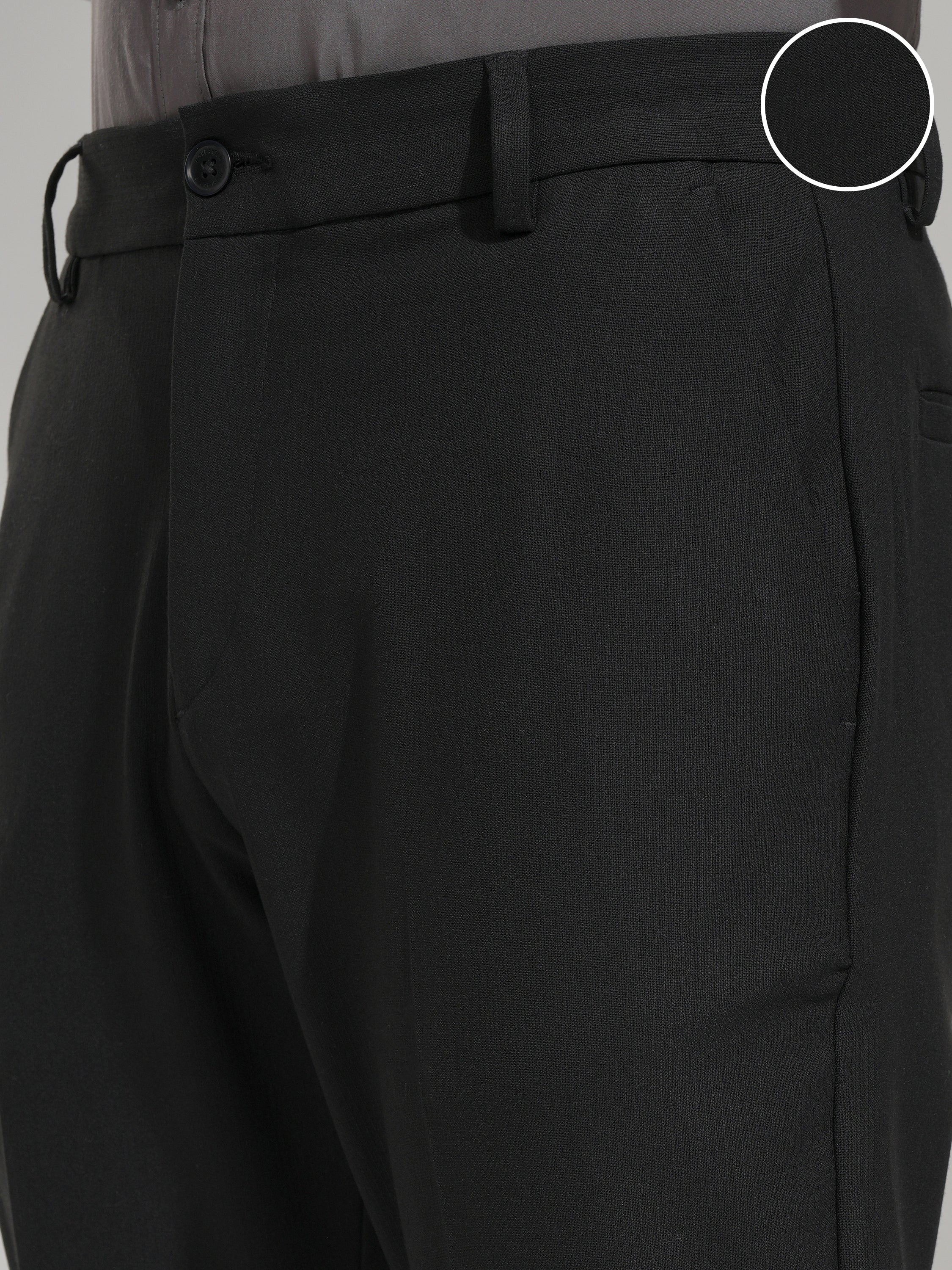 Highlander Men Black Slim Fit Solid Casual Trouser - Black - Image 5