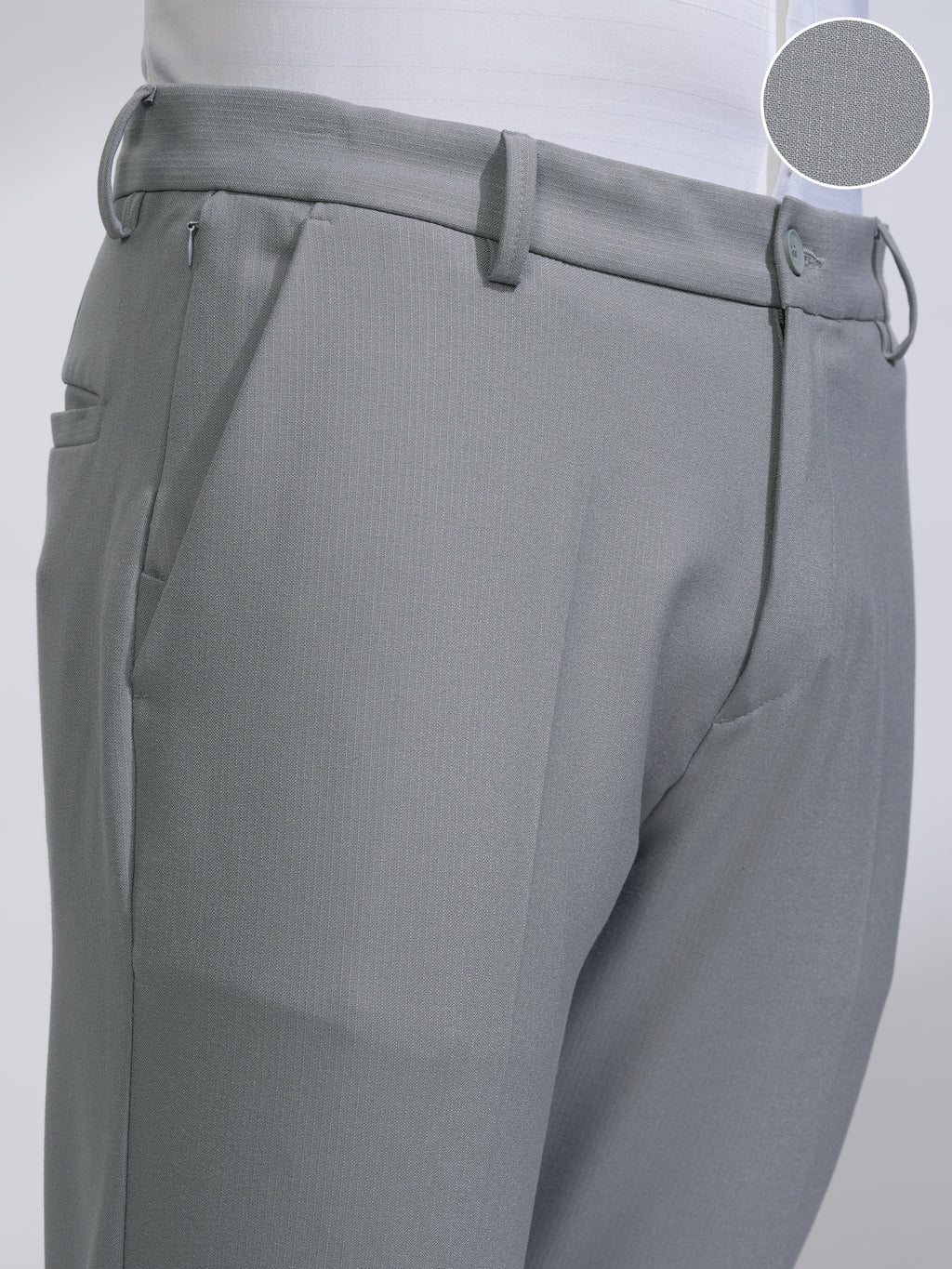 Highlander Men Grey Slim Fit Solid Casual Trouser - Grey - Image 5