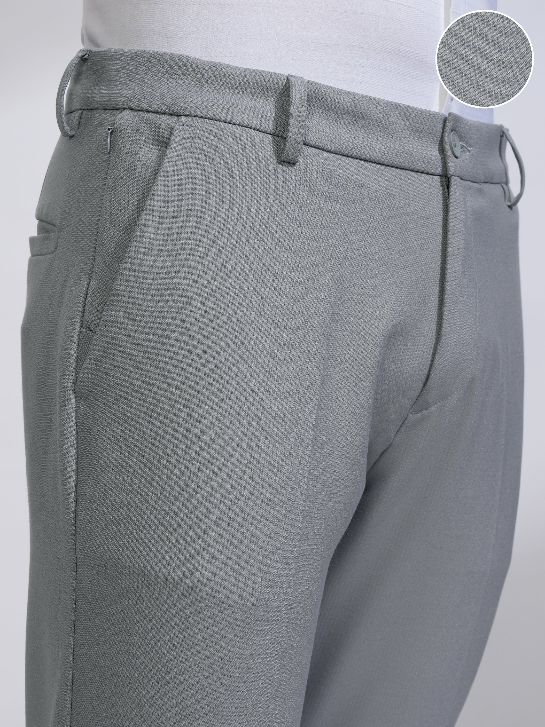 Highlander Men Grey Slim Fit Solid Casual Trouser - Grey - Image 5