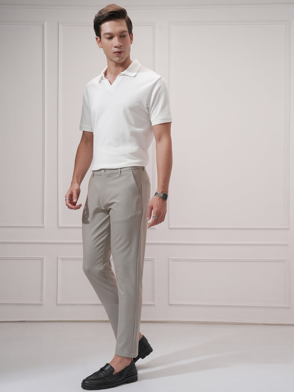 Highlander Men Tan Slim Fit Solid Casual Trouser - Tan - Image 2