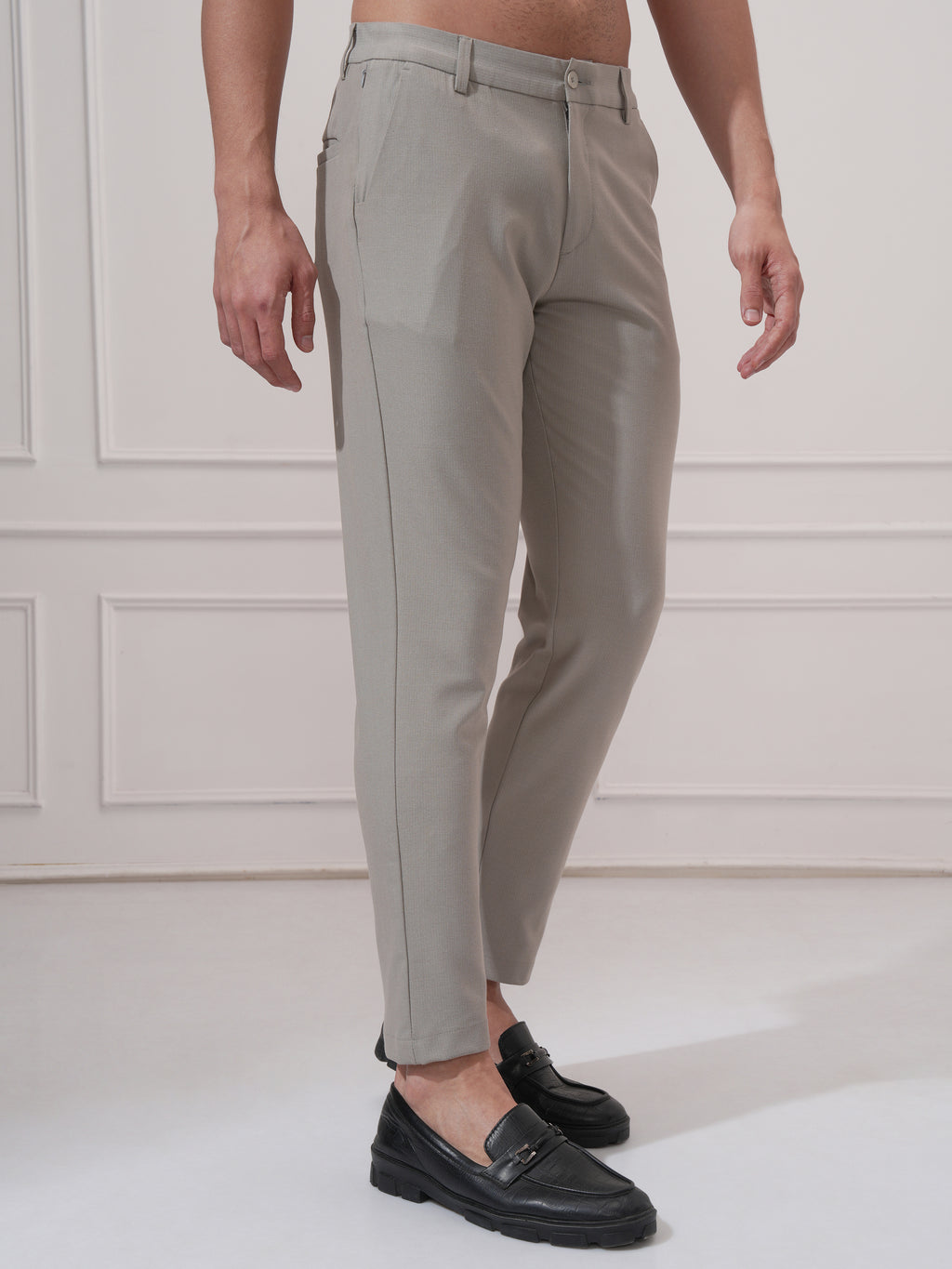 Highlander Men Tan Slim Fit Solid Casual Trouser - Tan - Image 6