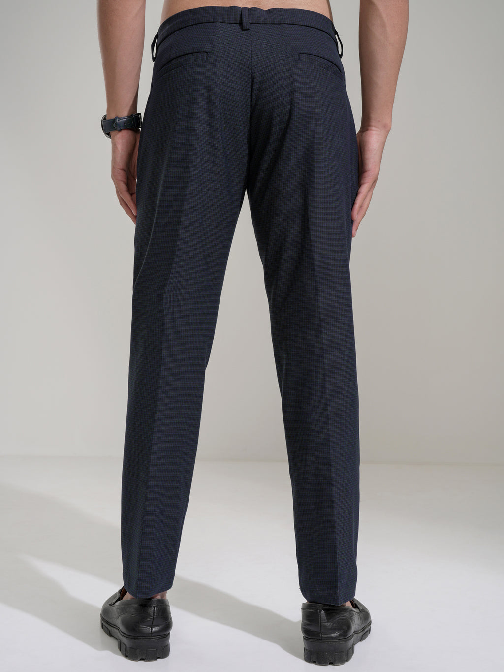 Highlander Men Navy Blue Slim Fit Solid Casual Trouser - Navy Blue - Image 3