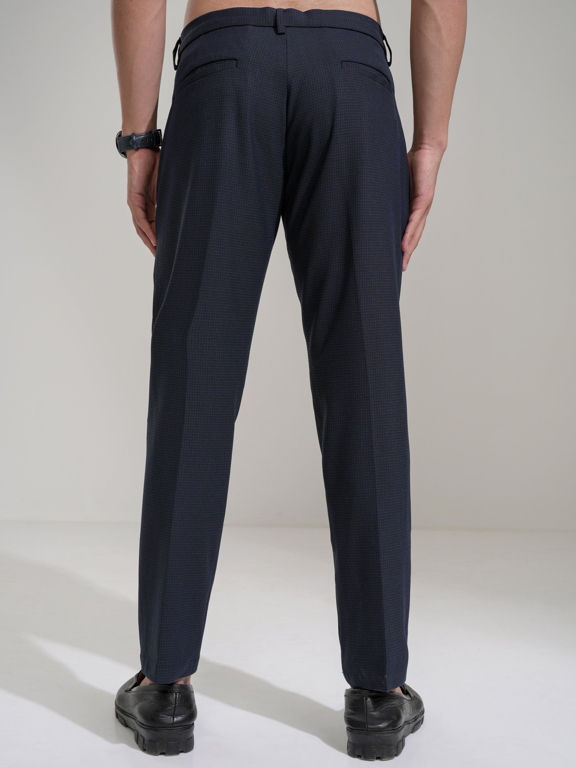 Highlander Men Navy Blue Slim Fit Solid Casual Trouser - Navy Blue - Image 3