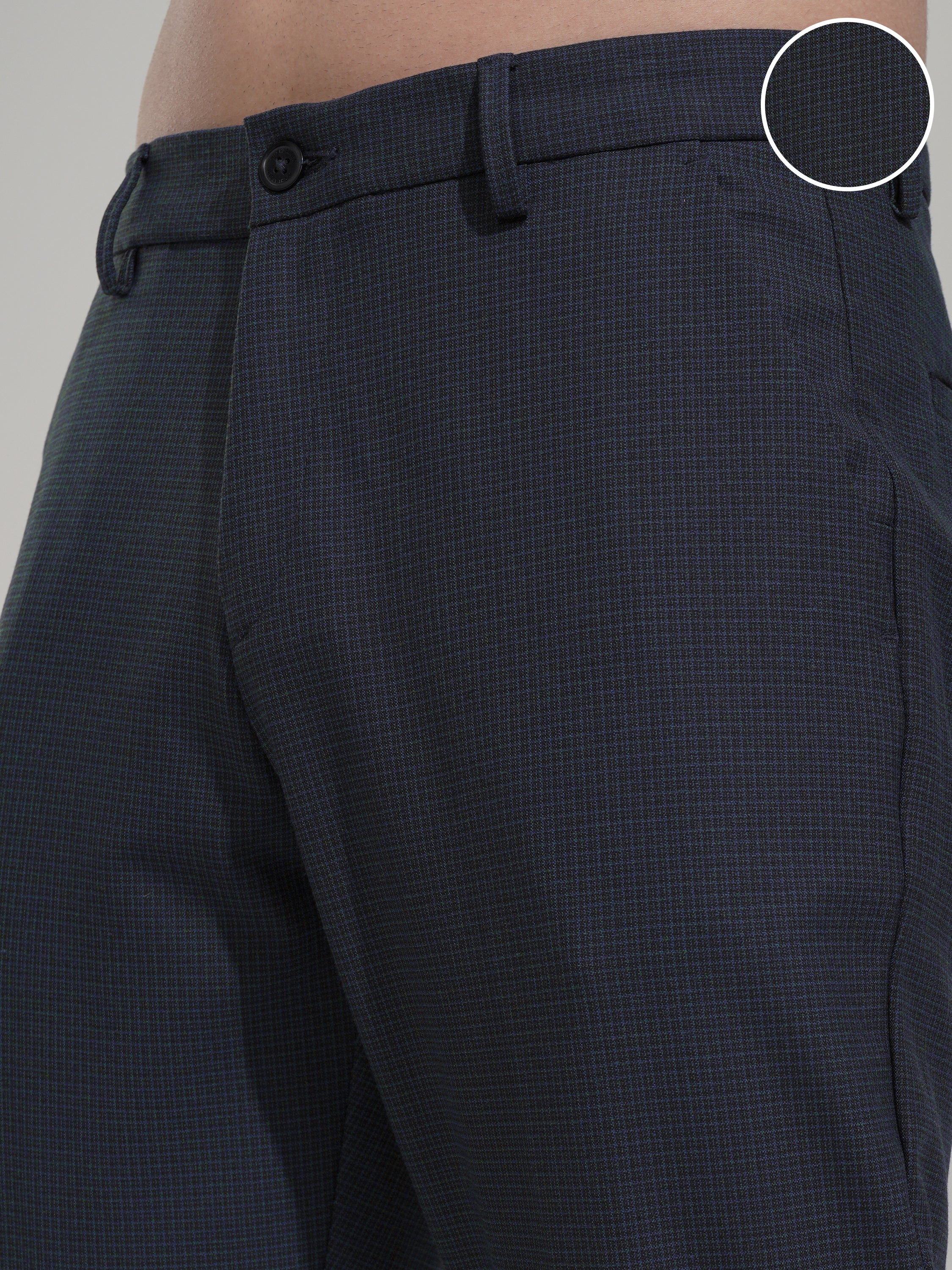 Highlander Men Navy Blue Slim Fit Solid Casual Trouser - Navy Blue - Image 5