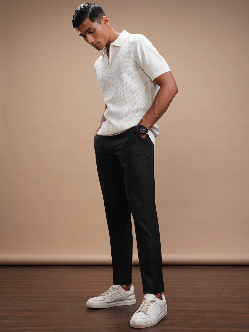 Highlander Men Black Slim Fit Solid Casual Trouser - Black - Image 2