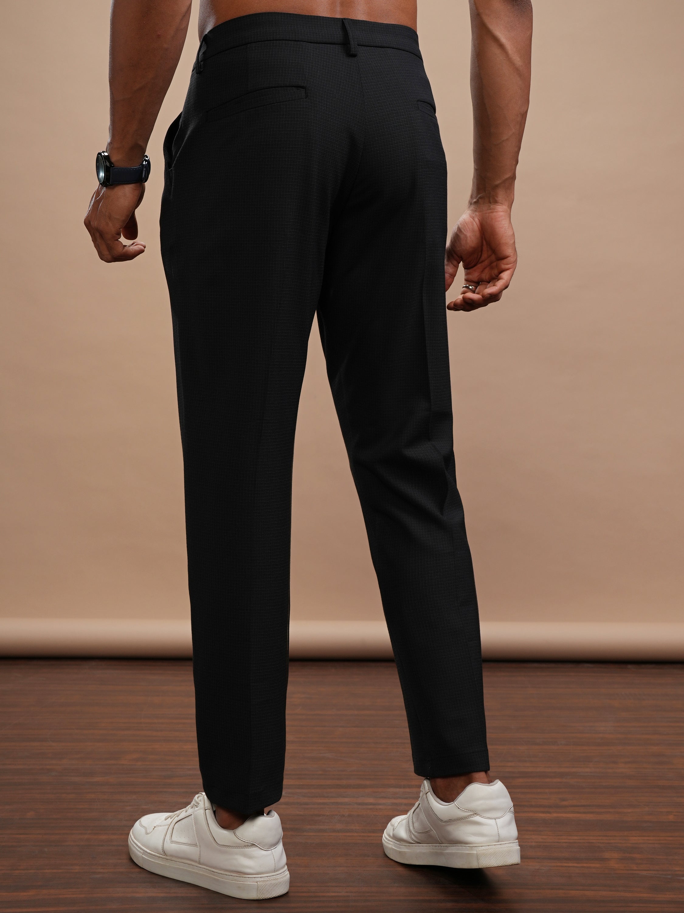Highlander Men Black Slim Fit Solid Casual Trouser - Black - Image 3