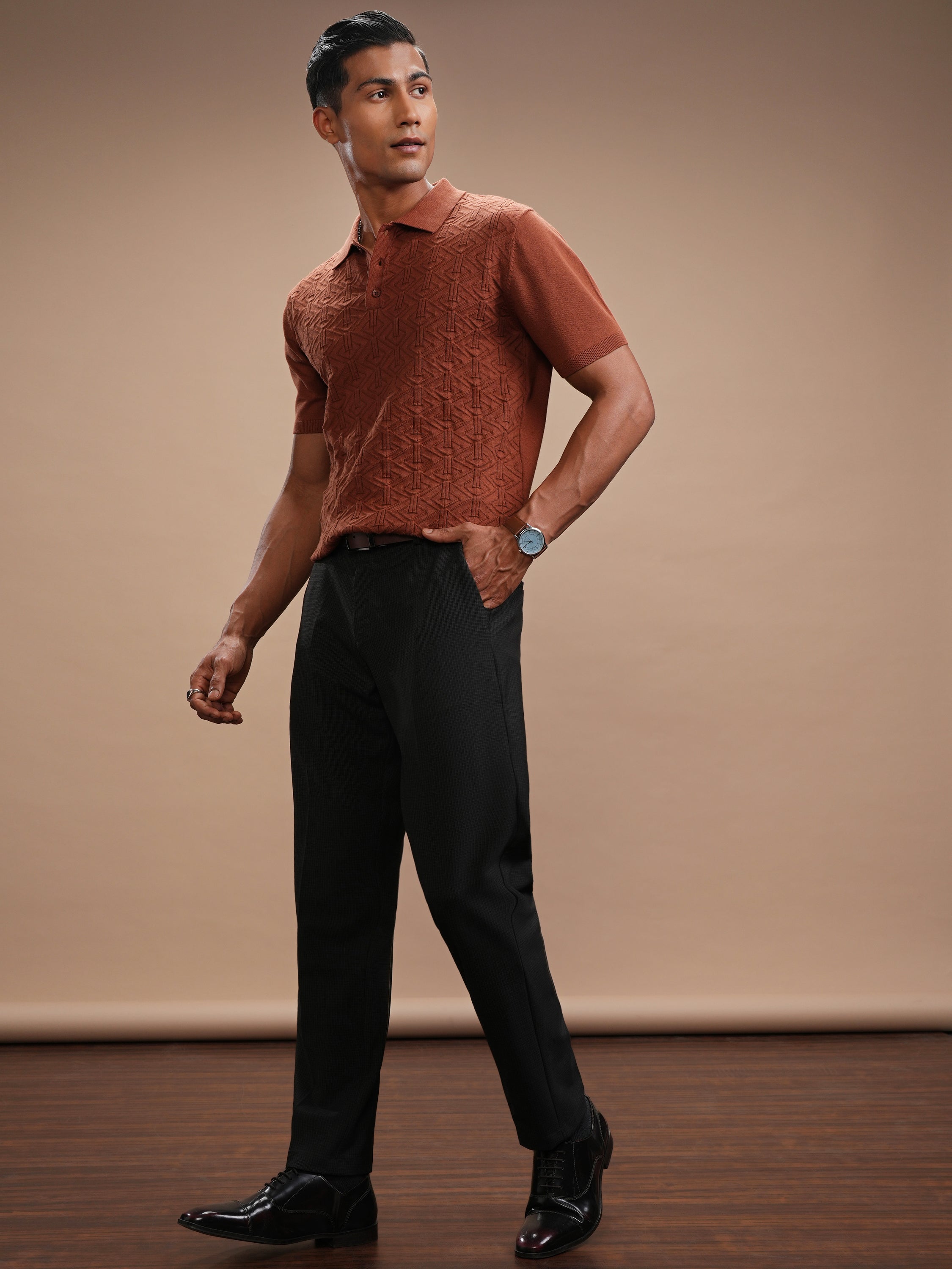 Highlander Men Charcoal Slim Fit Solid Casual Trouser - Charcoal - Image 2
