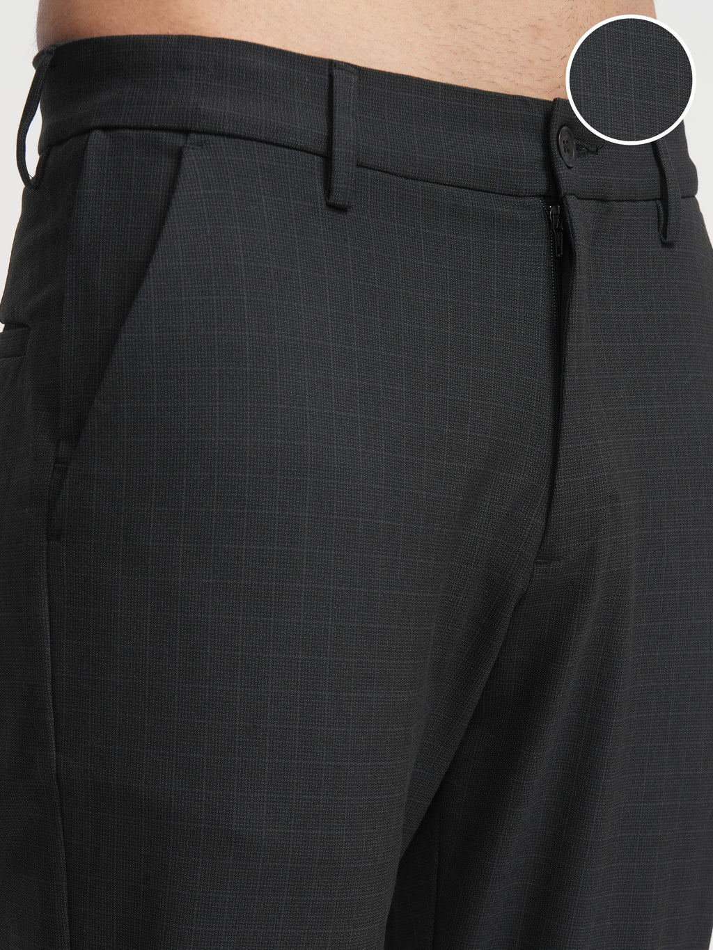 Highlander Men Charcoal Slim Fit Checked Formal Trouser - Charcoal - Image 5